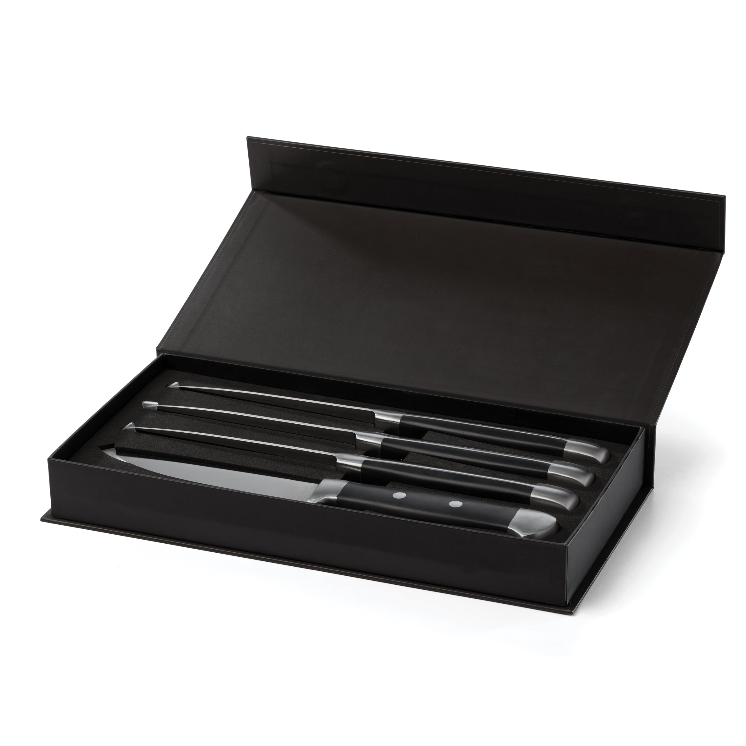 Heavy-Duty Steak Knives Set of 4 with Black Handles | Jumbo