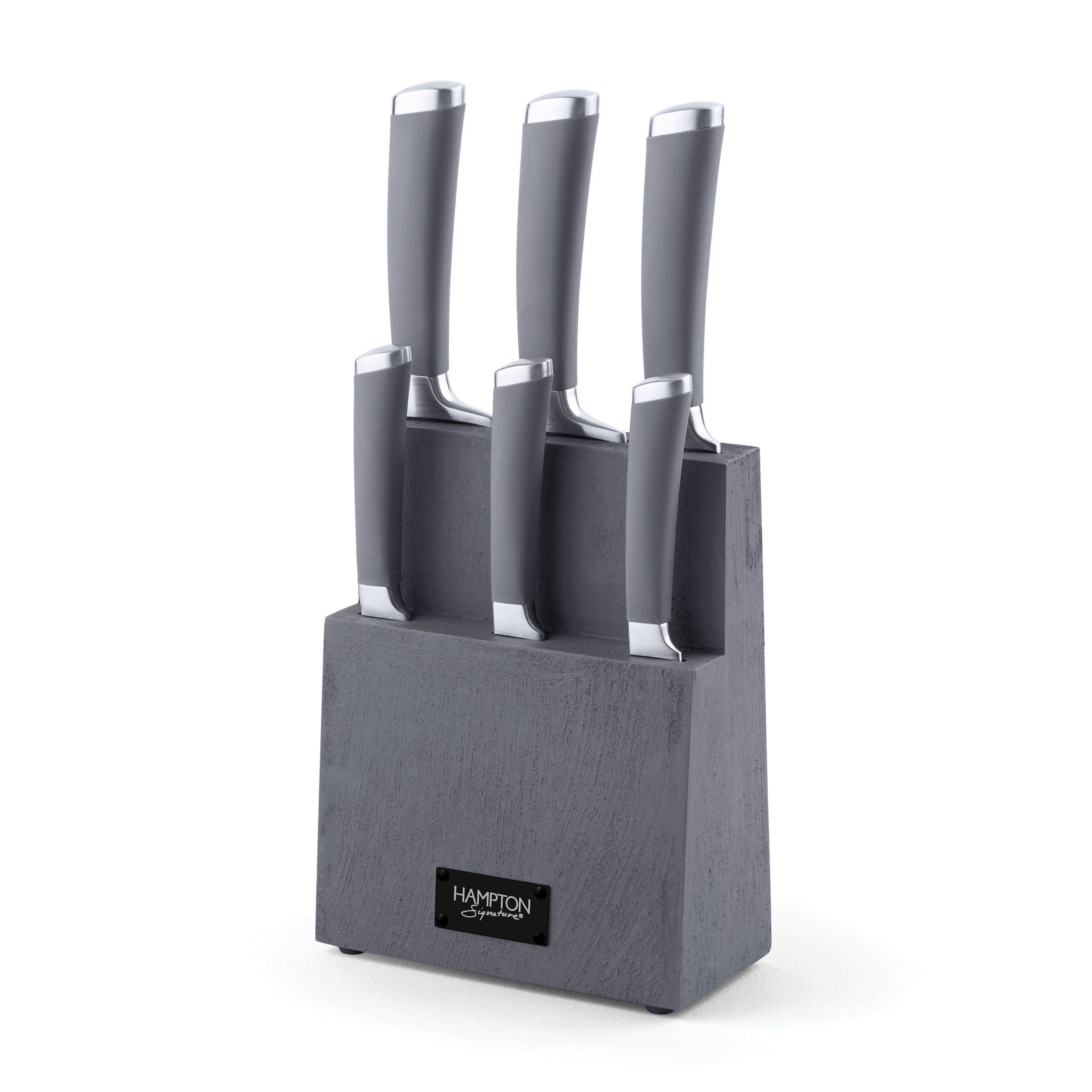 Concrete Textured Cutlery Block Set with Stainless Steel Knives | Beton