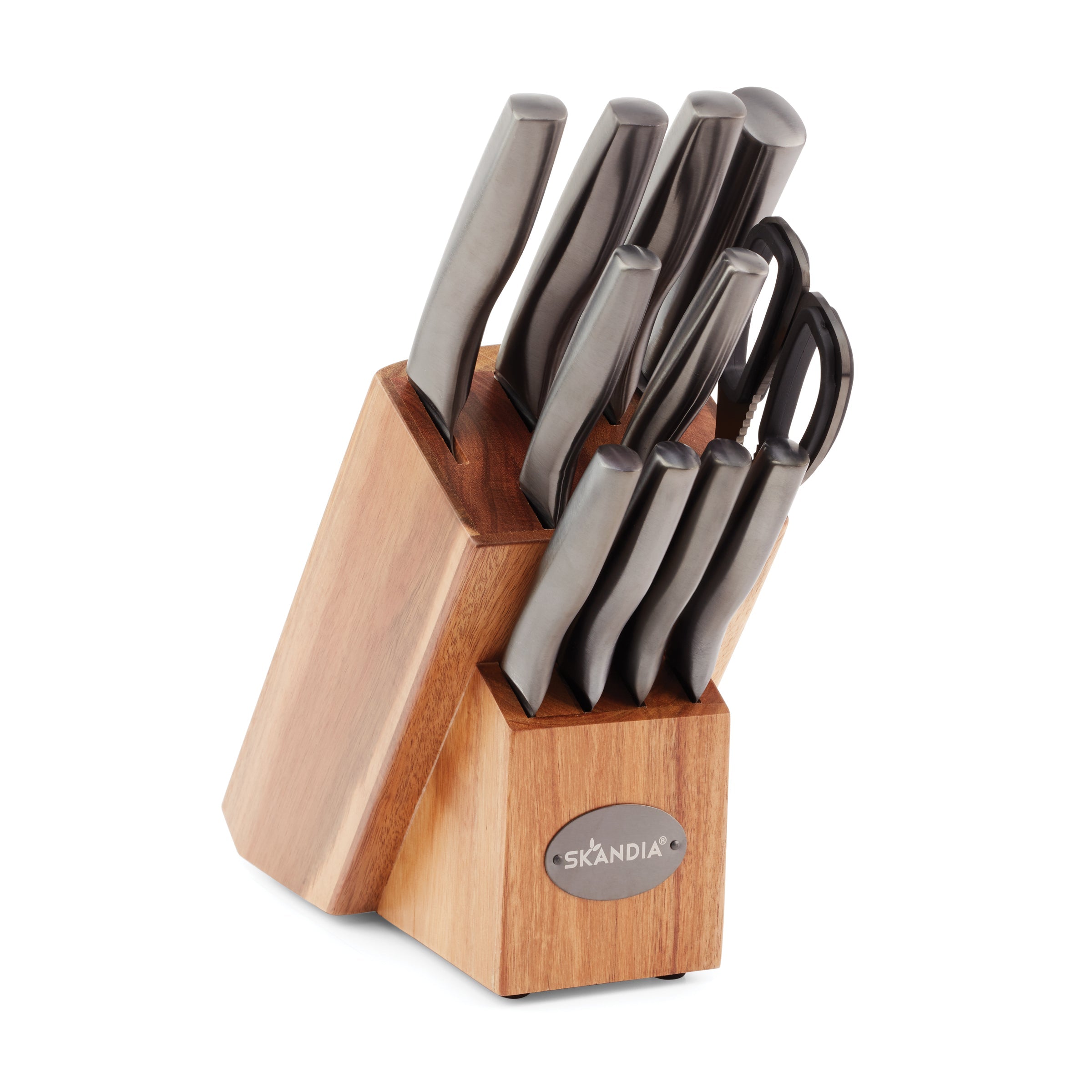 Stainless Steel Cutlery Set with Acacia Wood Block | Skandia Ashton