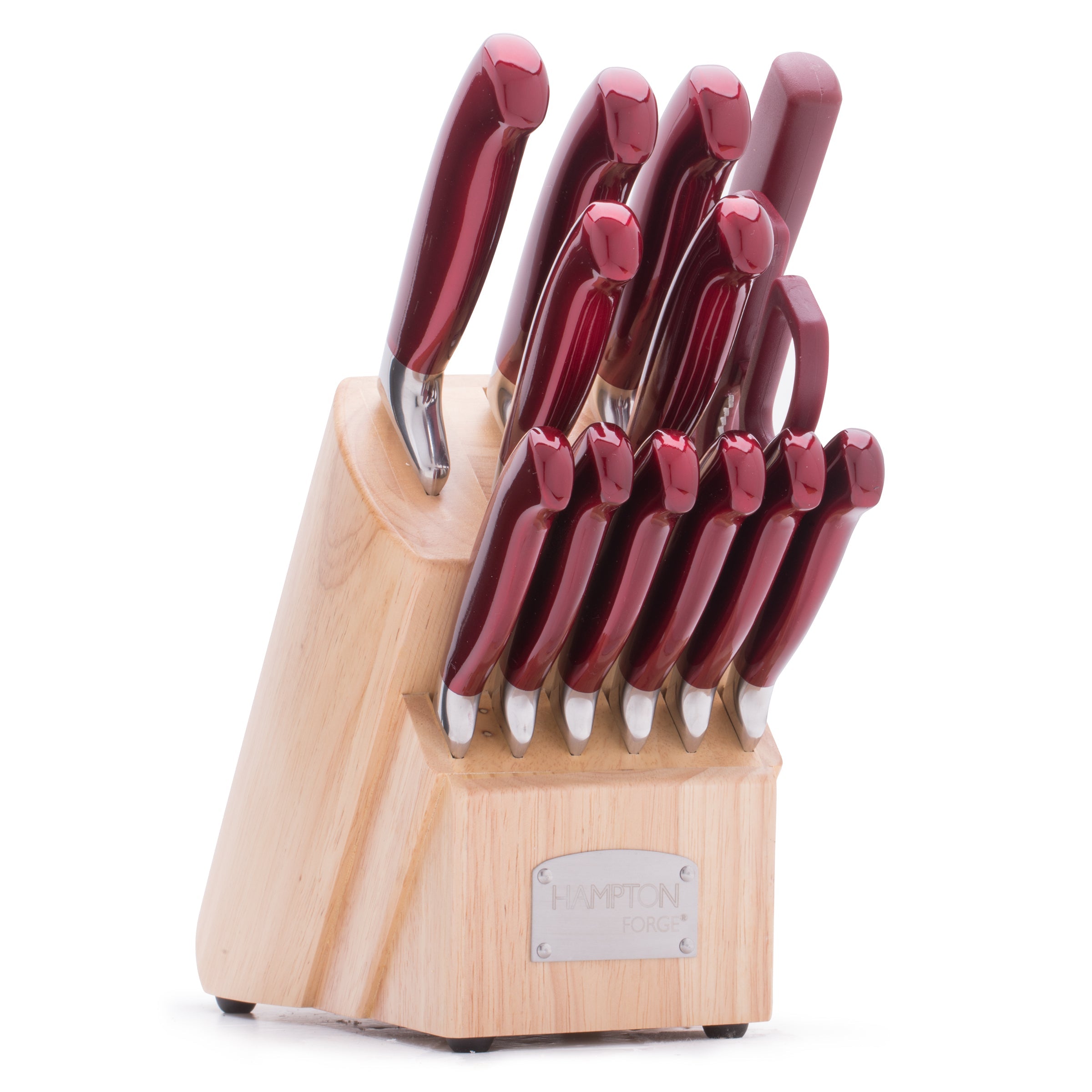 Red Stainless Steel Cutlery Set with Hardwood Block | Argentum