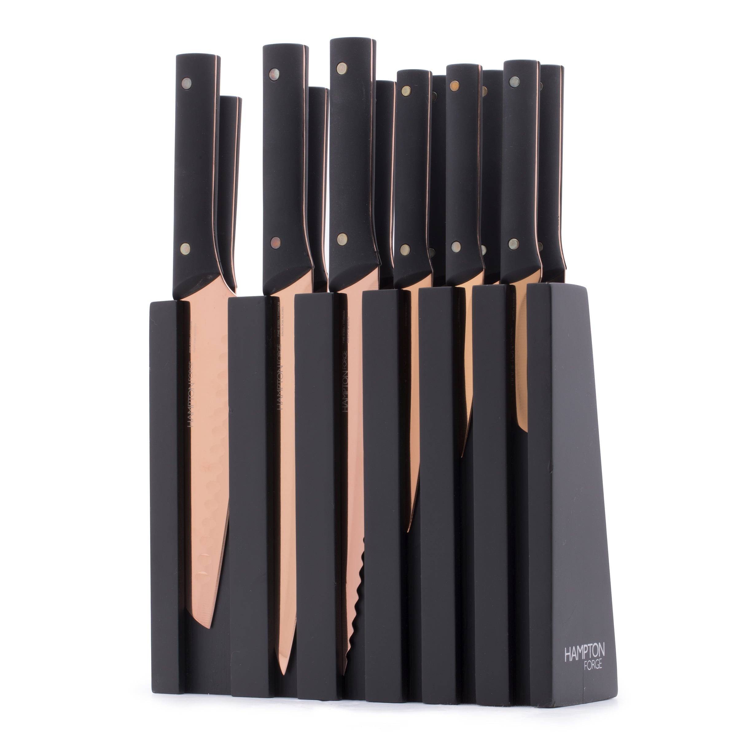 13-Piece Copper Cutlery Block Set with Titanium Plated Knives | Knight
