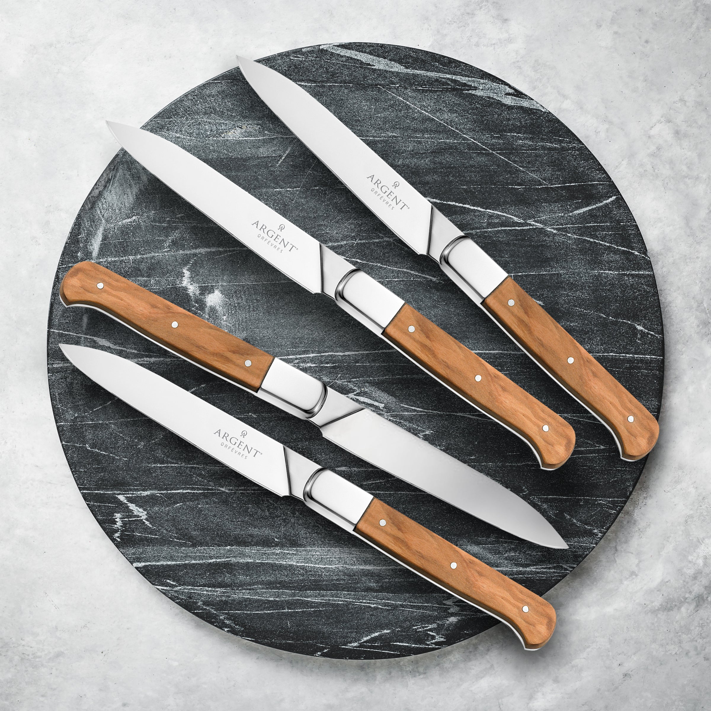Olive Wood Steak Knives Set of 4 with Storage Box | Lynden
