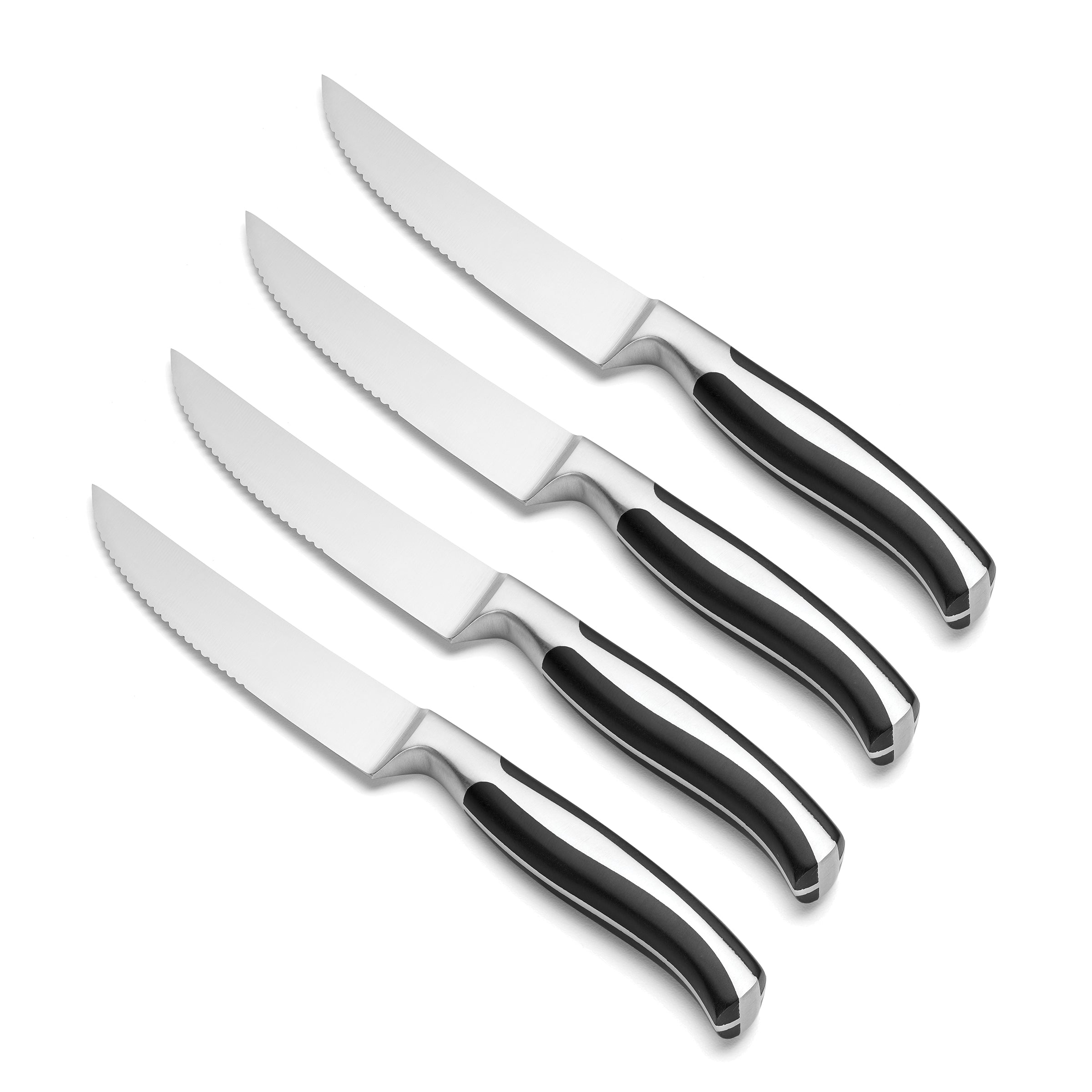 Steak Knives Set of 4 with Ergonomic Black Handles | Contour