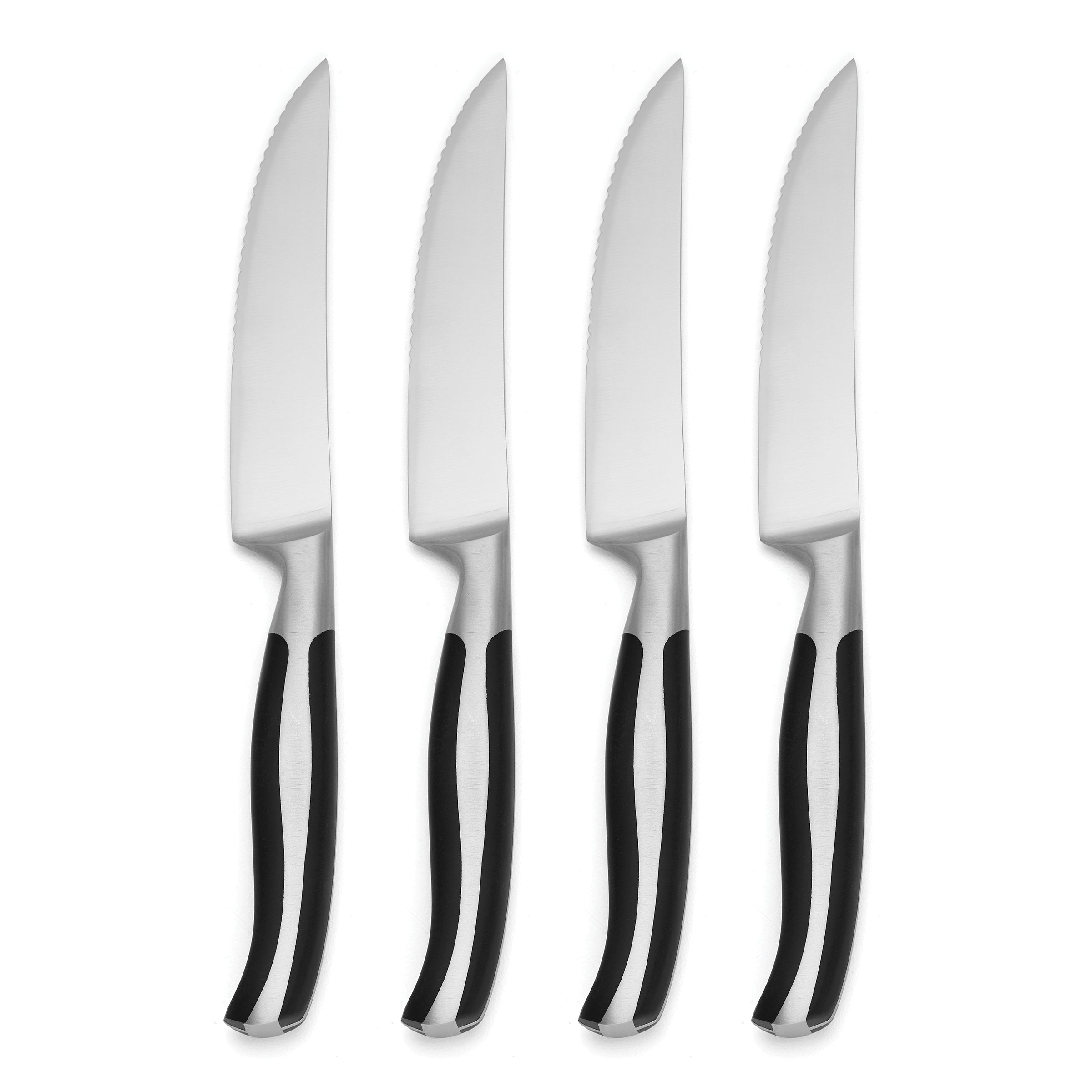 Steak Knives Set of 4 with Ergonomic Black Handles | Contour