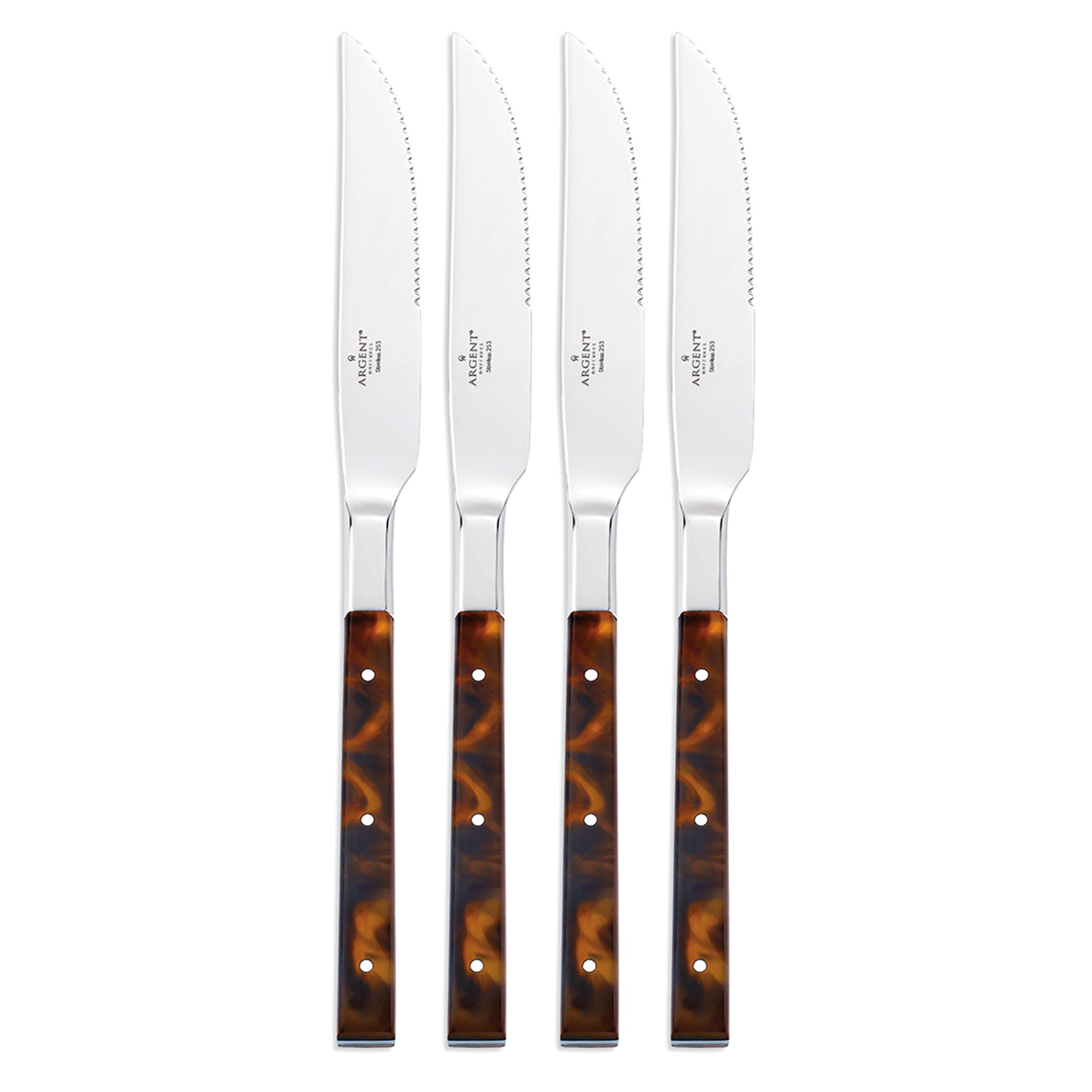 Tortoise Steak Knives Set of 4 with Gold-Flecked Handles | St. Laurent
