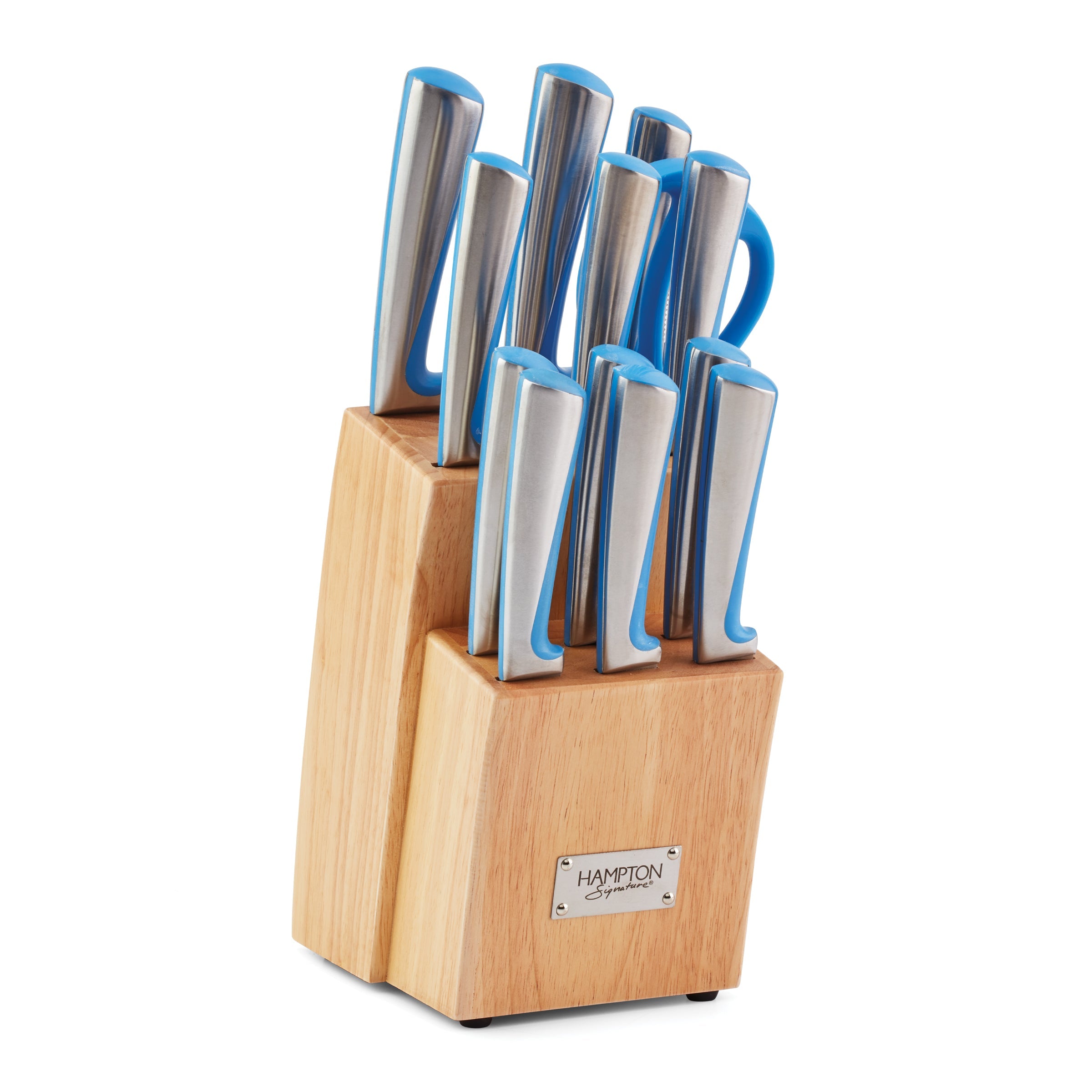 14-Piece Stainless Steel Cutlery Set with Wood Block | Orion Blue