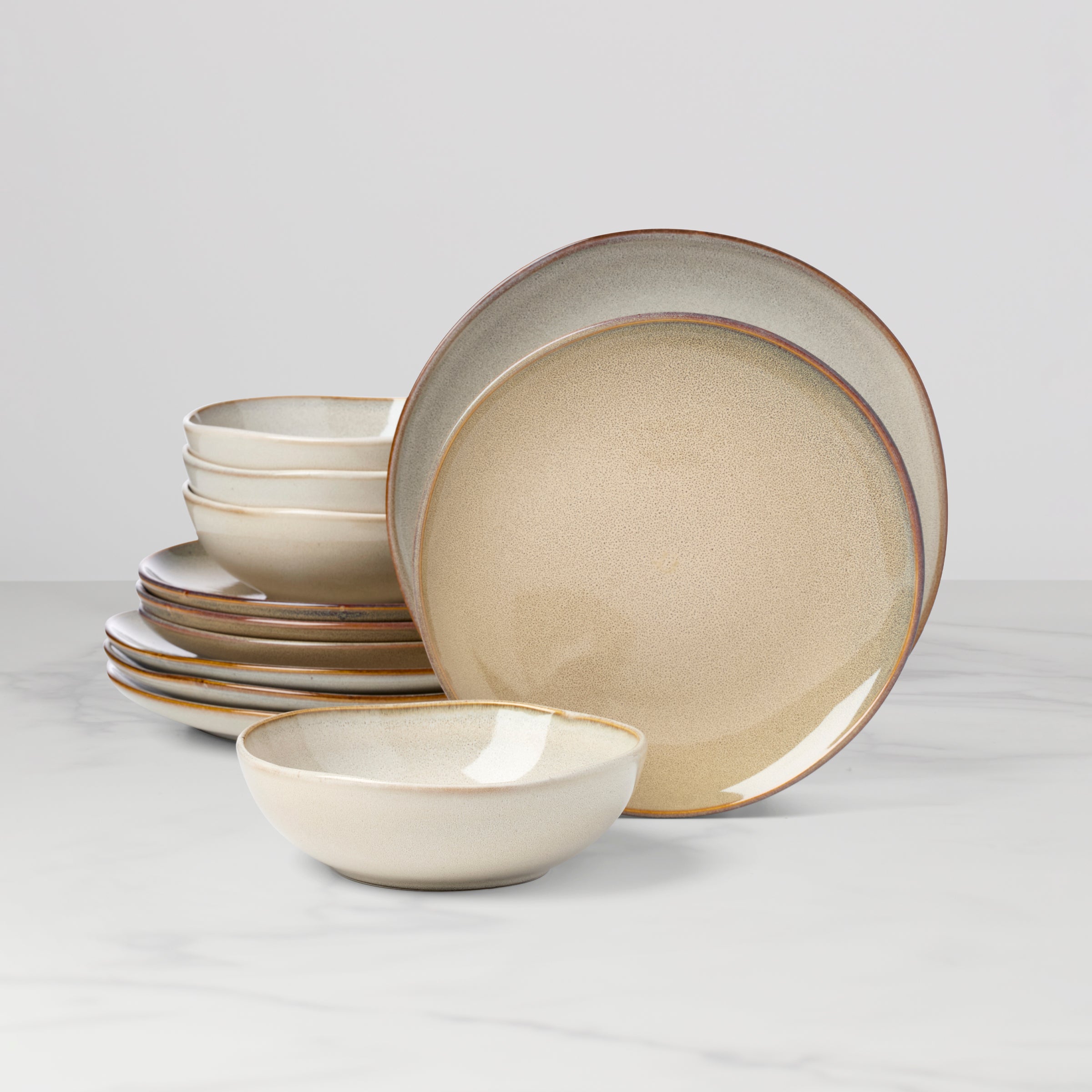 Oatmeal Stoneware Dinnerware Set 12-Piece | Organic Shades