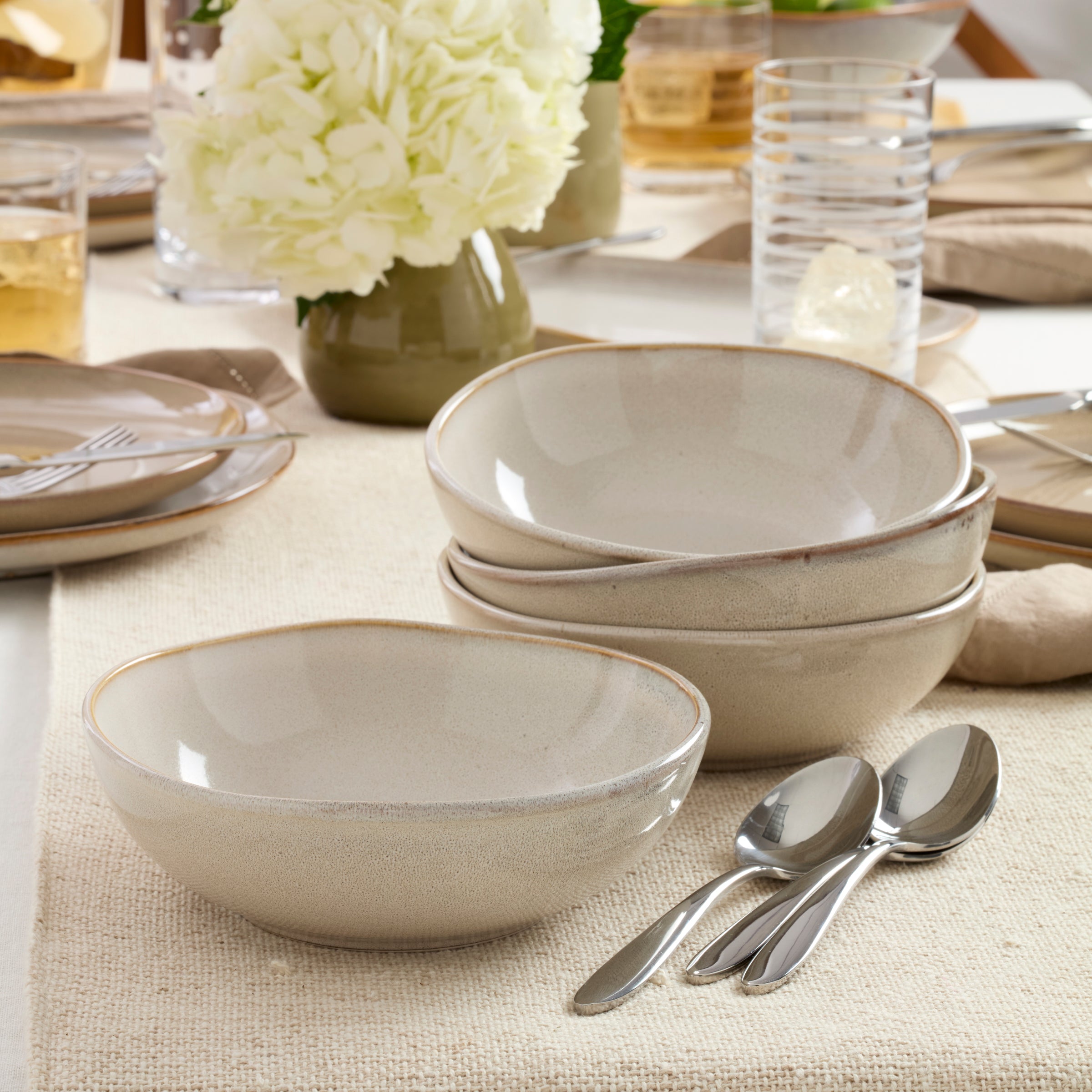 Oatmeal Stoneware Dinnerware Set 12-Piece | Organic Shades