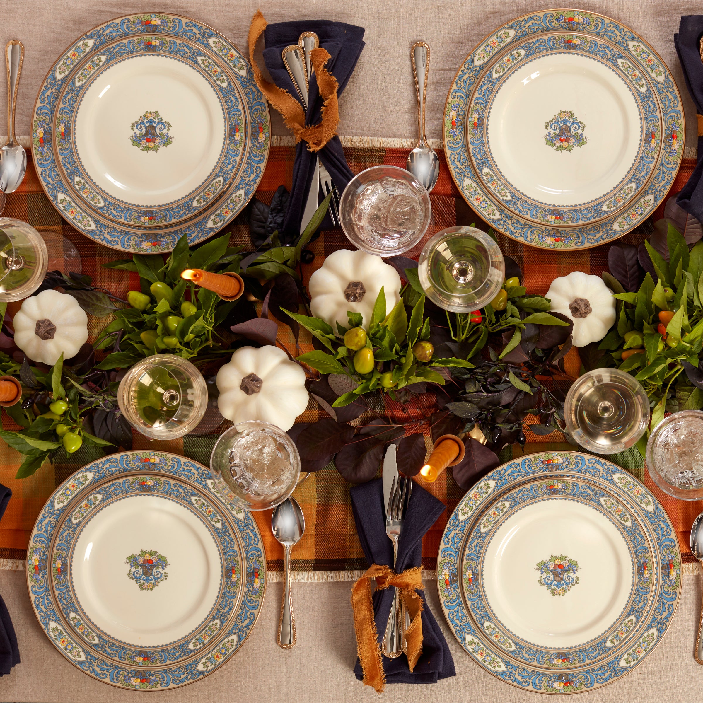 Porcelain Bread Plate with 24k Gold Accents & Autumn Design | Dishwasher Safe