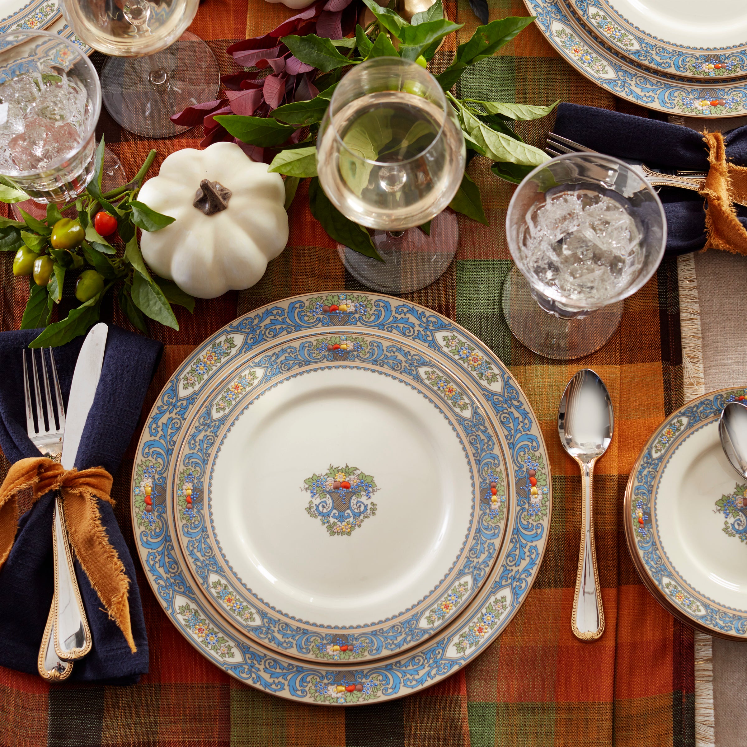 Porcelain Bread Plate with 24k Gold Accents & Autumn Design | Dishwasher Safe