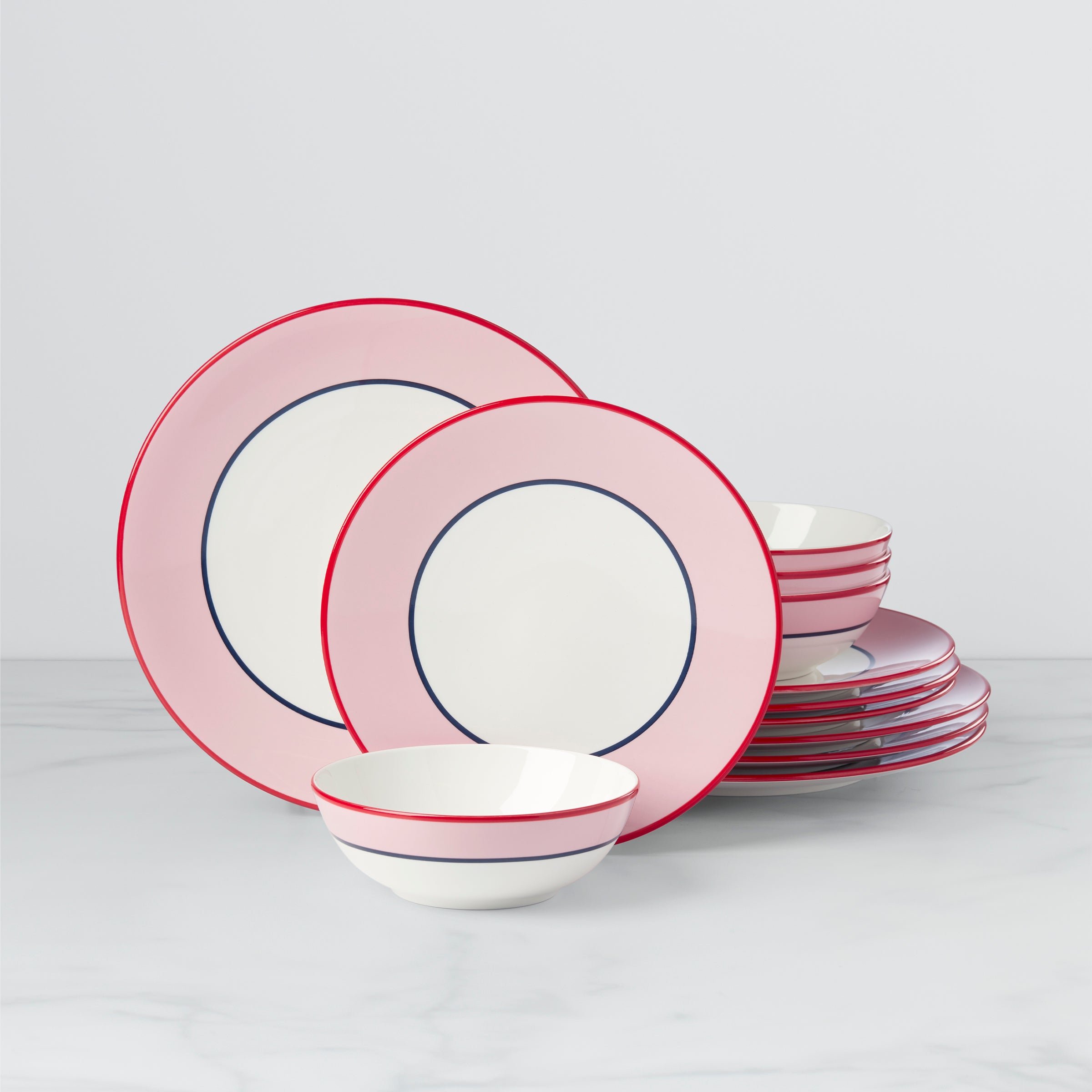 12-Piece Dinnerware Set in Pink & Navy | Make It Pop