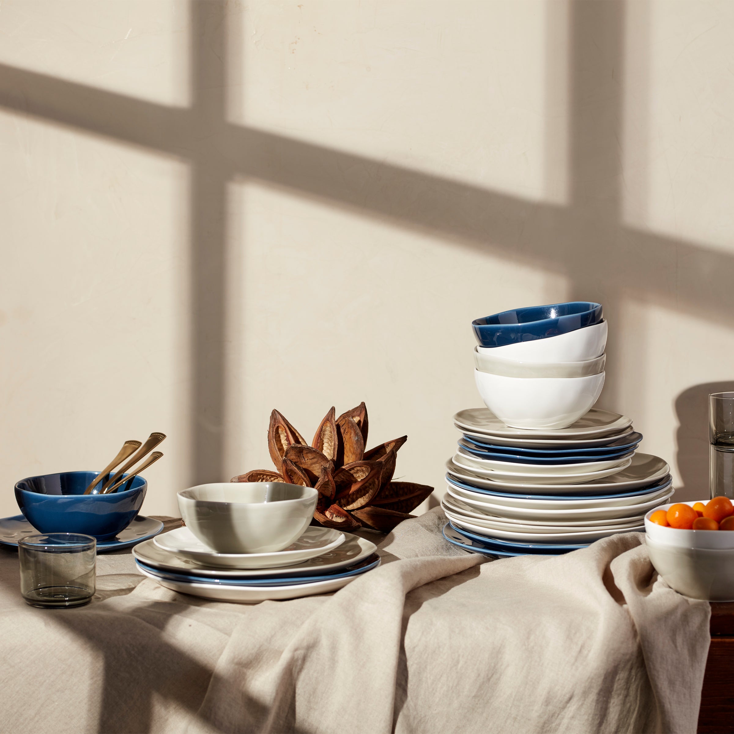 Blue 12-Piece Dinnerware Set | Dishwasher & Microwave Safe | Bay Colors