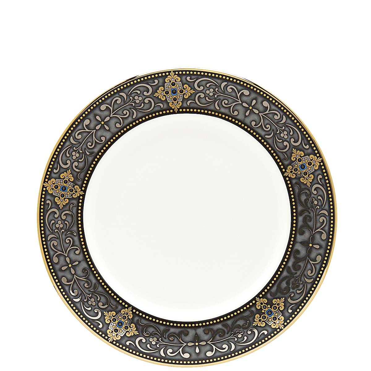 Vintage Jewel Salad Plate in Bone China with Gold & Platinum Accents | Dishwasher-Safe