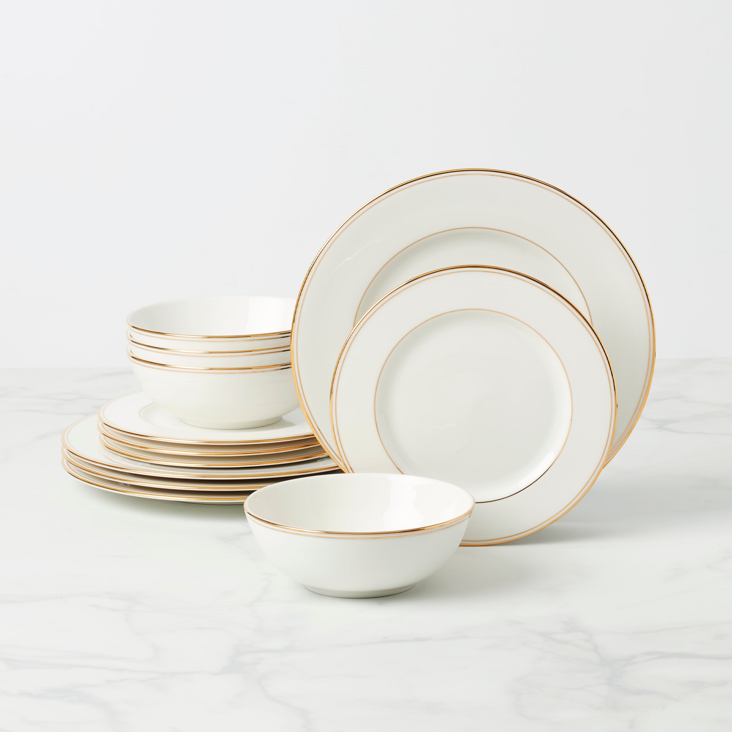 Porcelain Dinnerware Set with Gold Trim | Federal Gold 12-Piece