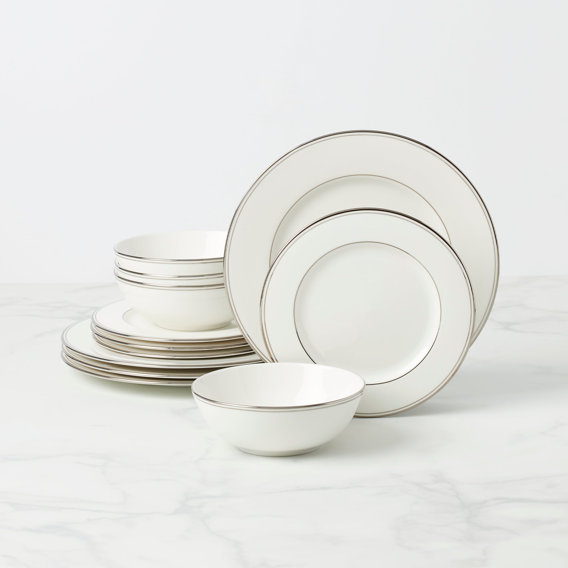 Platinum Trim 12-Piece Porcelain Dinnerware Set | Federal
