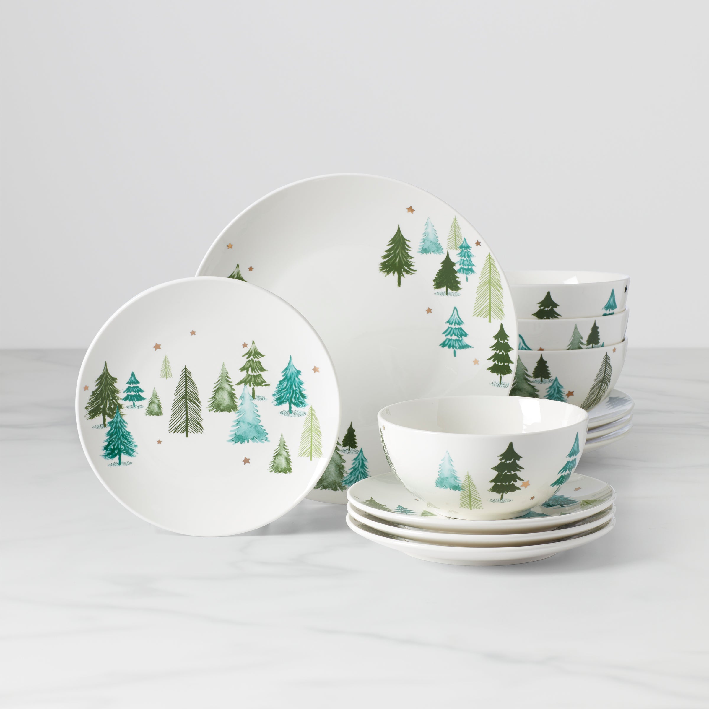 Winter-Themed Porcelain Dinnerware Set for 4 | Balsam Lane