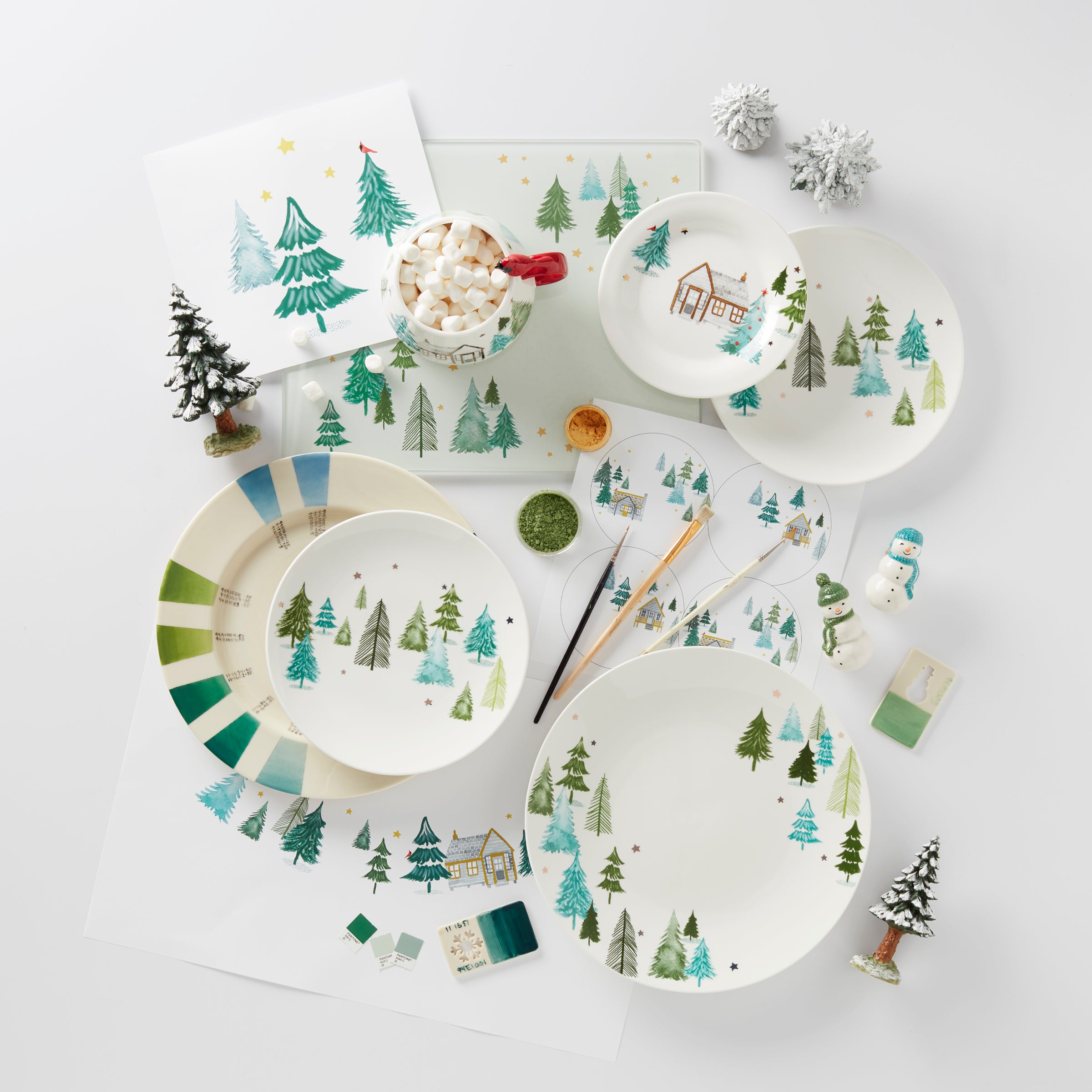 Winter-Themed Porcelain Dinnerware Set for 4 | Balsam Lane