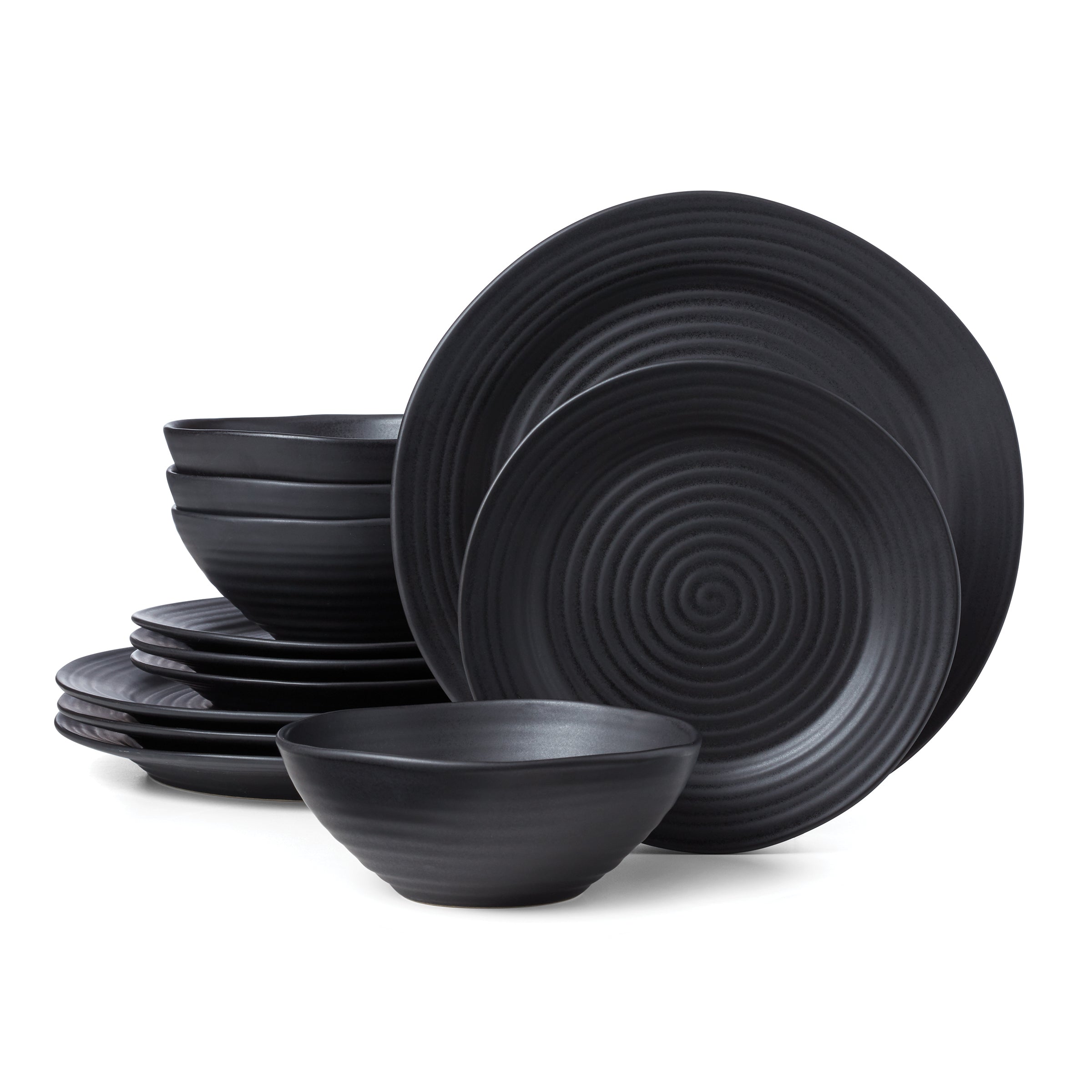Black Ridge 12-Piece Dinnerware Set for Everyday Use | Oneida 365