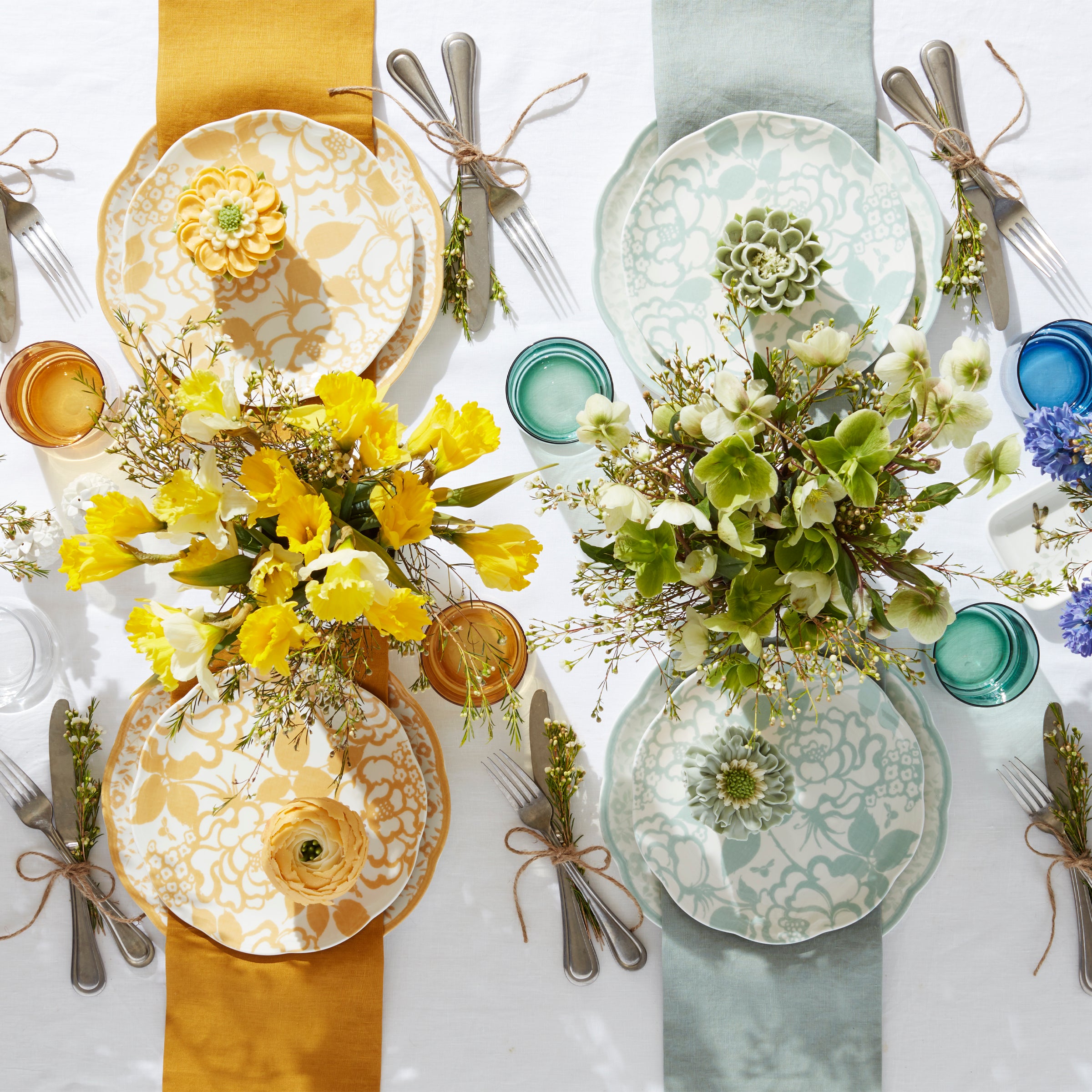 Sage Cottagecore Accent Plates Set of 4 | Butterfly Meadow