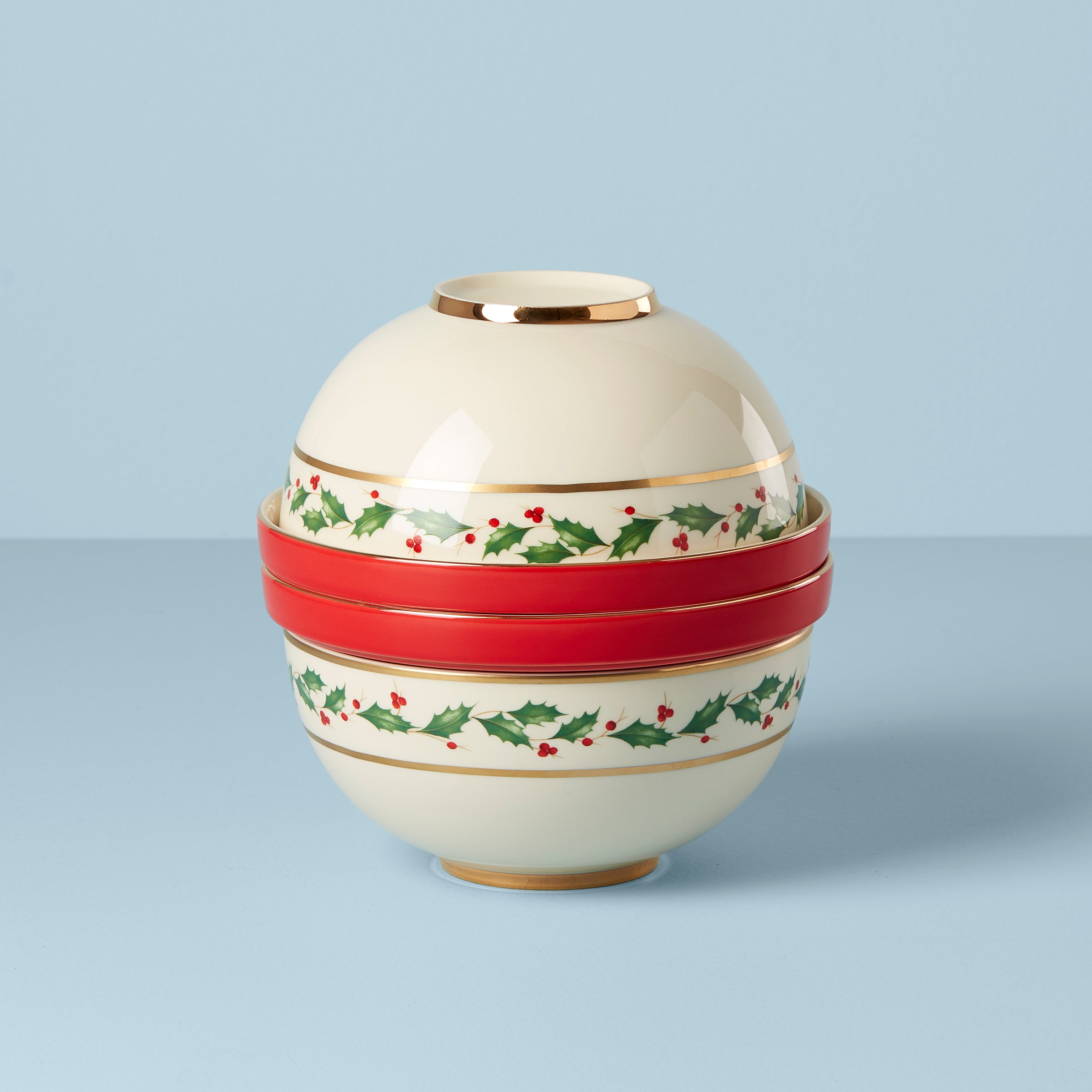Holiday Nesting Dinnerware Set - 8-Piece Porcelain with Christmas Design | Luna