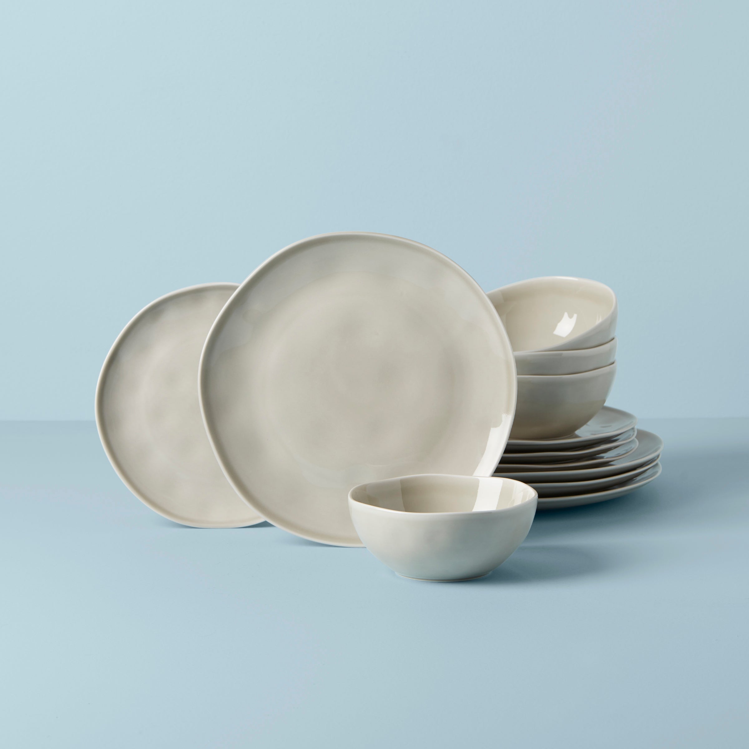 Grey 12-Piece Dinnerware Set | Dishwasher & Microwave Safe | Bay Colors