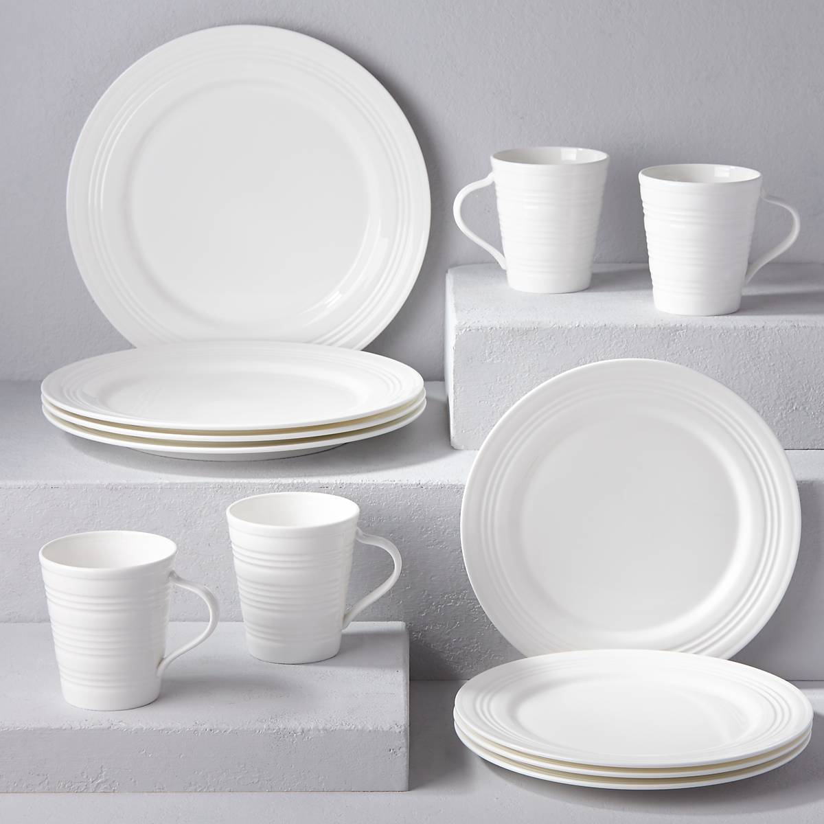 12-Piece Dinnerware Set in White Bone China | Tin Can Alley Four Degree