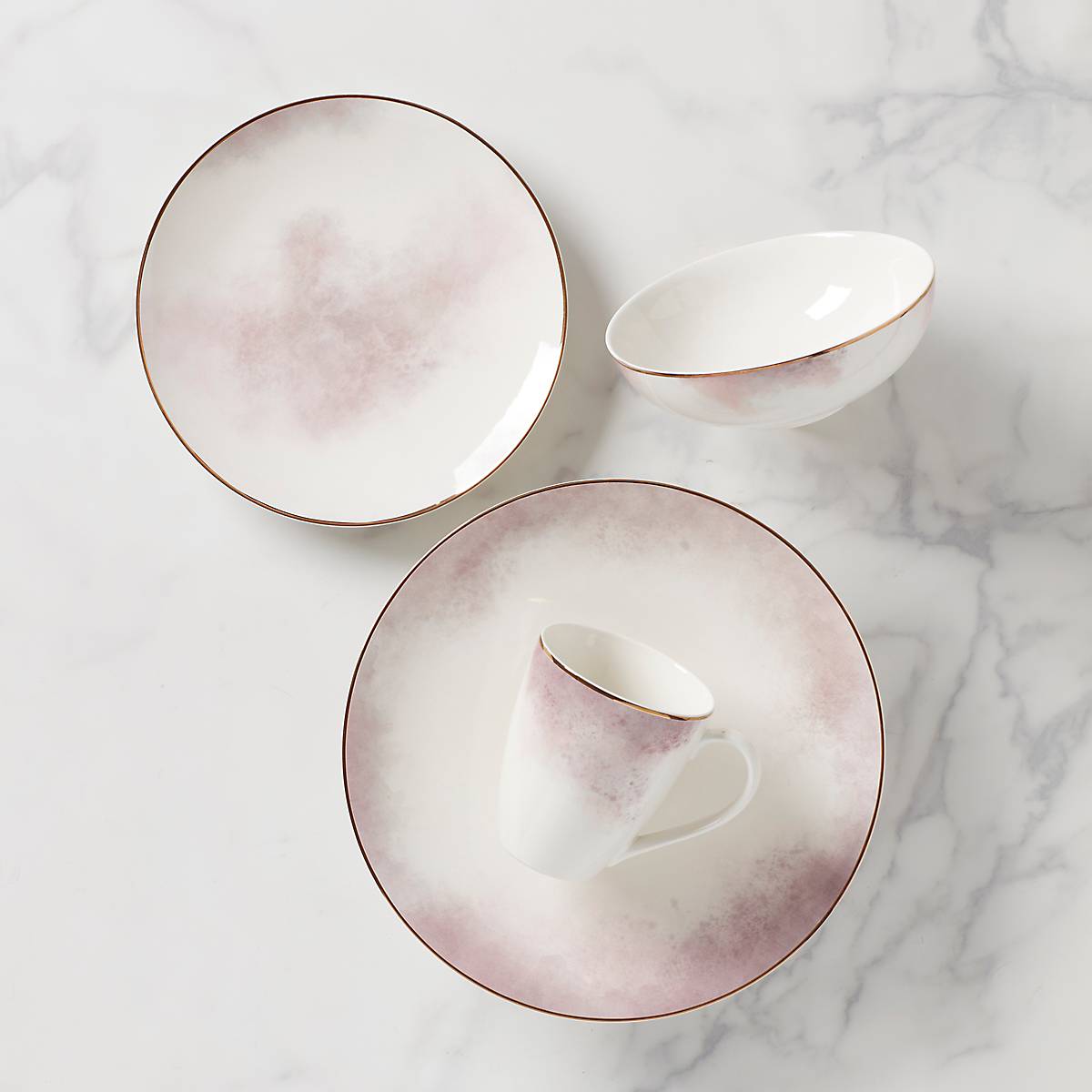 Distressed Pink & Grey Ceramic Dinnerware Set | Trianna Salaria