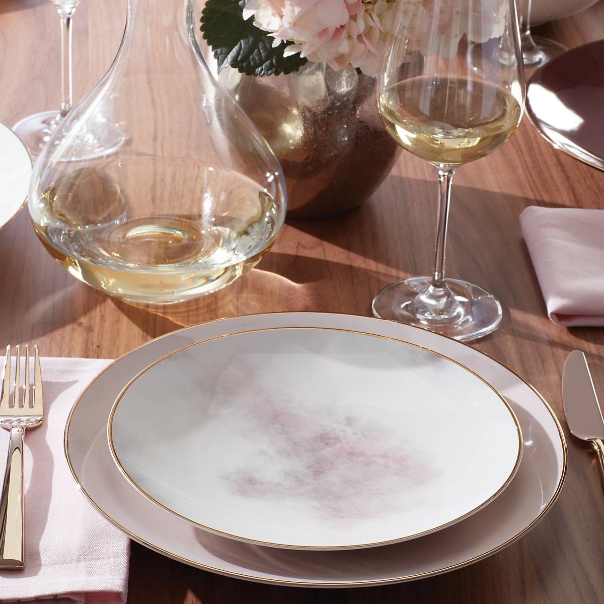Distressed Pink & Grey Ceramic Dinnerware Set | Trianna Salaria