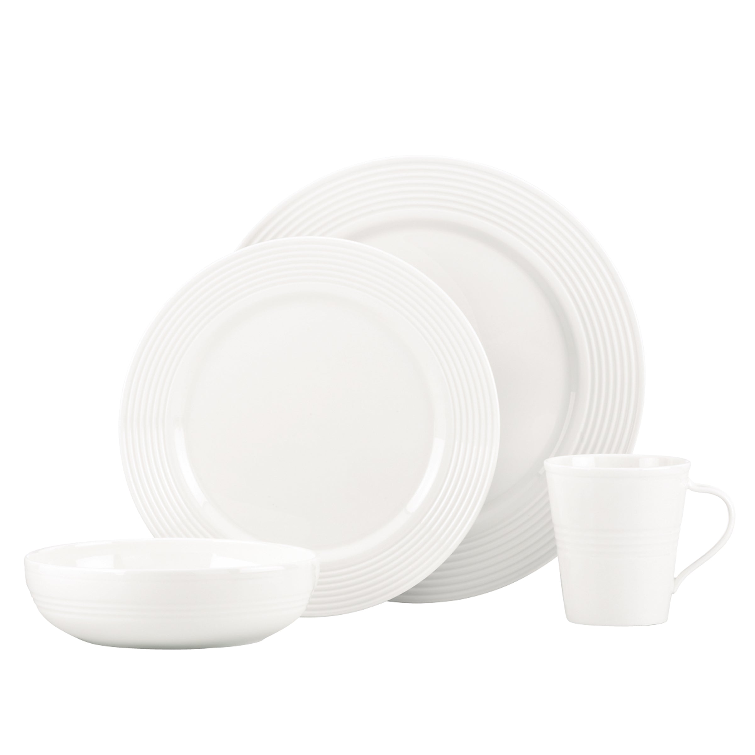 Durable Porcelain 4-Piece Place Setting with Corrugated Design | Tin Can Alley