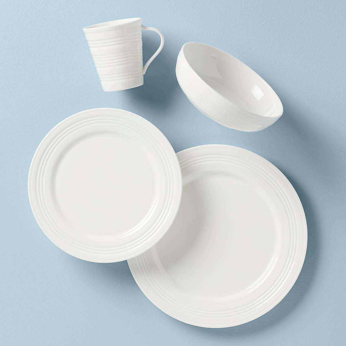 4-Piece Porcelain Dinnerware Set with Corrugated Design | Tin Can Alley
