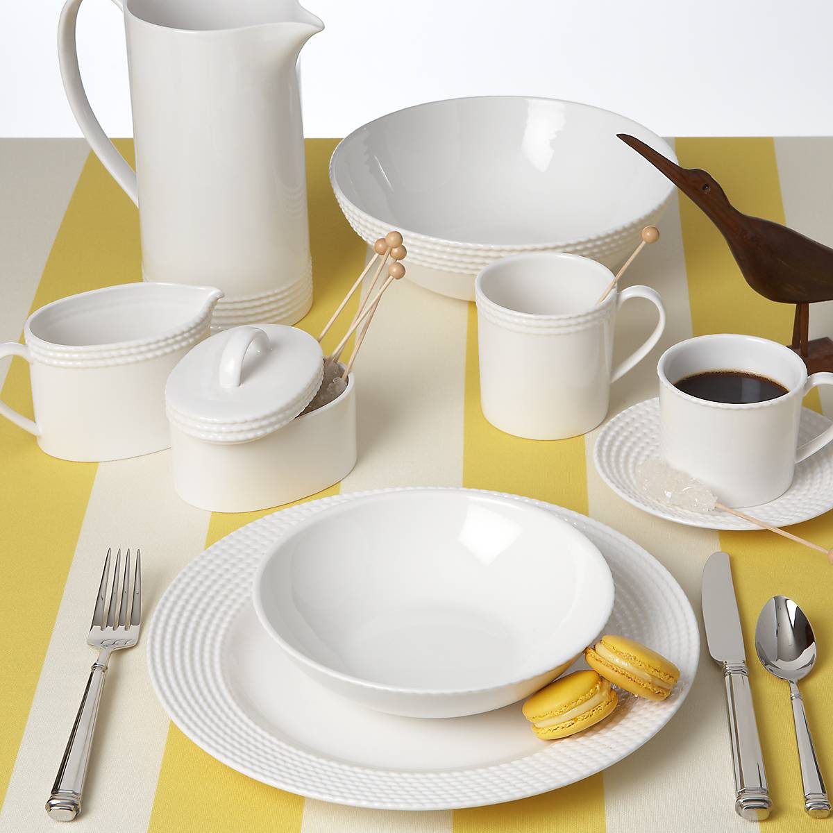 White Ceramic Porcelain Place Setting with Rope Motif | Kate Spade Wickford