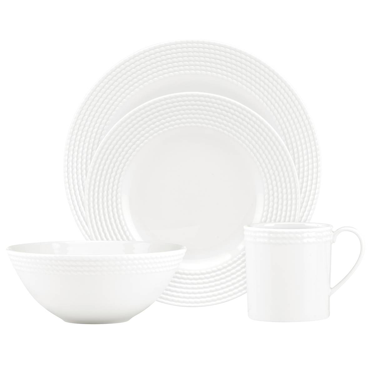 White Ceramic Porcelain Place Setting with Rope Motif | Kate Spade Wickford