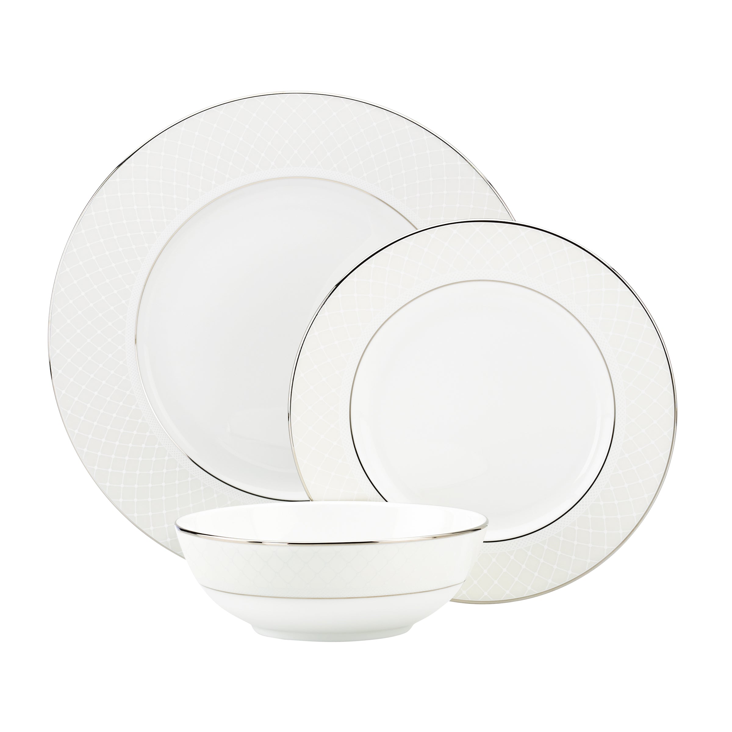 Venetian Lace Bone China Place Setting | 3-Piece Dishwasher-Safe Set