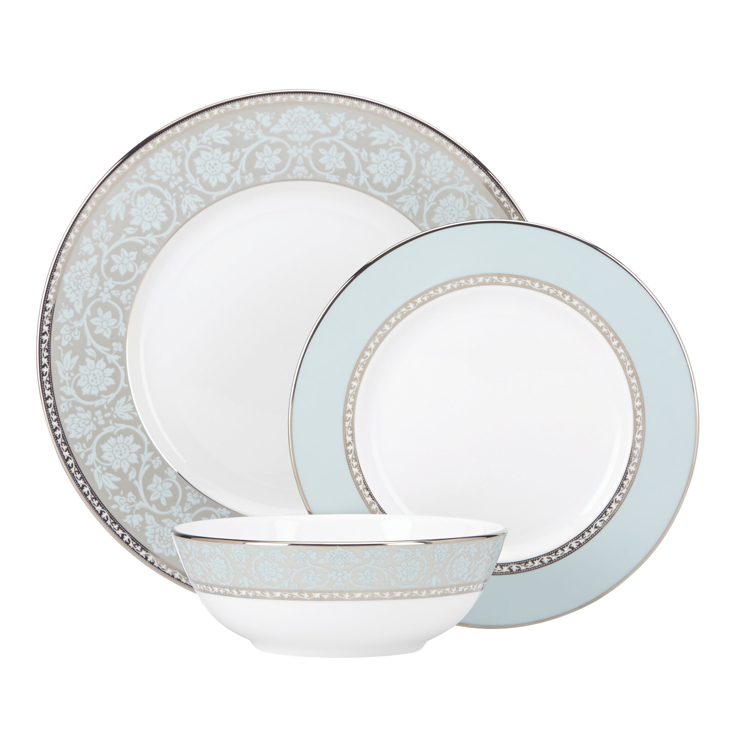 Sky Blue Lace Bone China 3-Piece Place Setting | Westmore