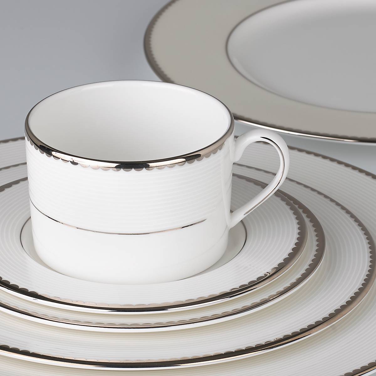 5-Piece Bone China Place Setting with Platinum Accents | Sugar Pointe