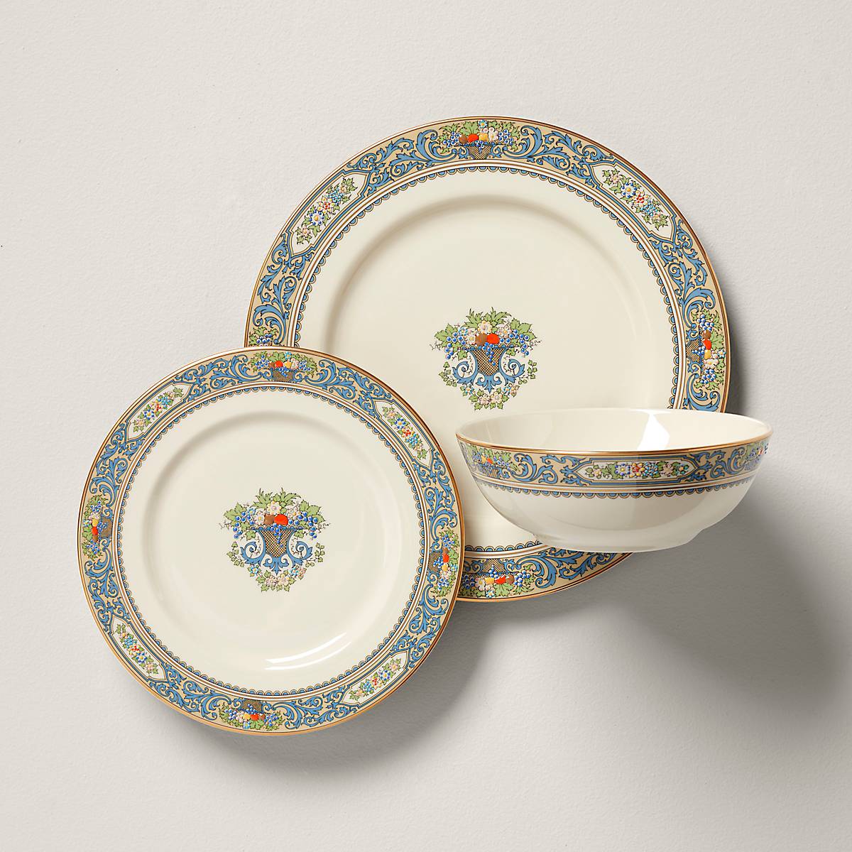 Autumn 3-Piece Porcelain Place Setting with Gold Accents | Dishwasher Safe