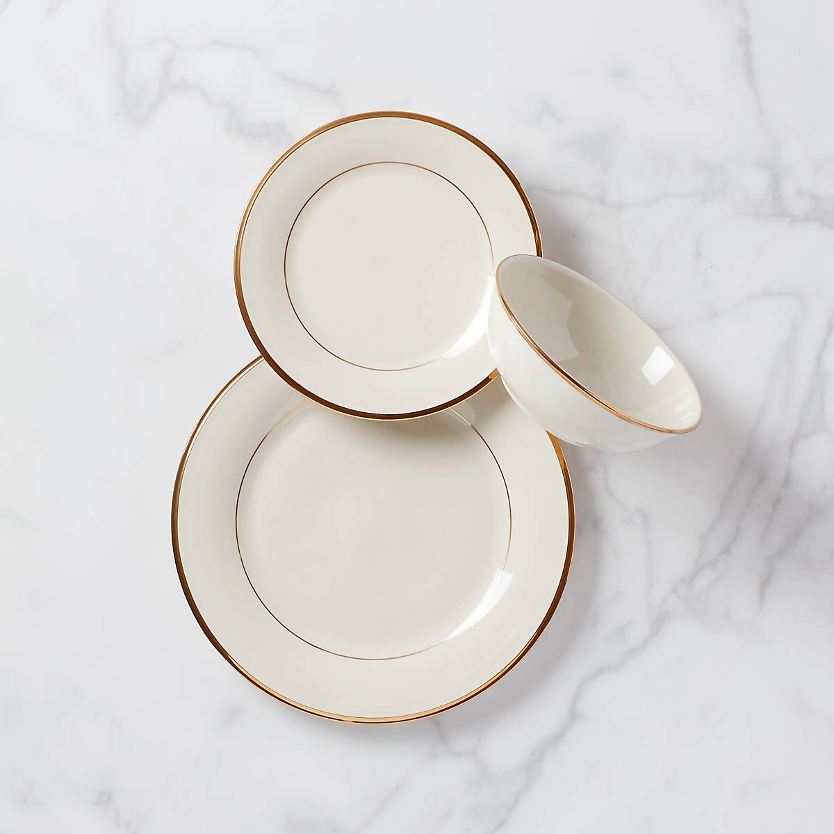 24K Gold Accent Porcelain Dinnerware Set - 3-Piece Place Setting | Eternal