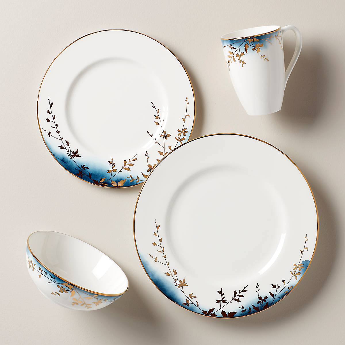 Bone China Place Setting with Gold Floral Design | Highgrove Park