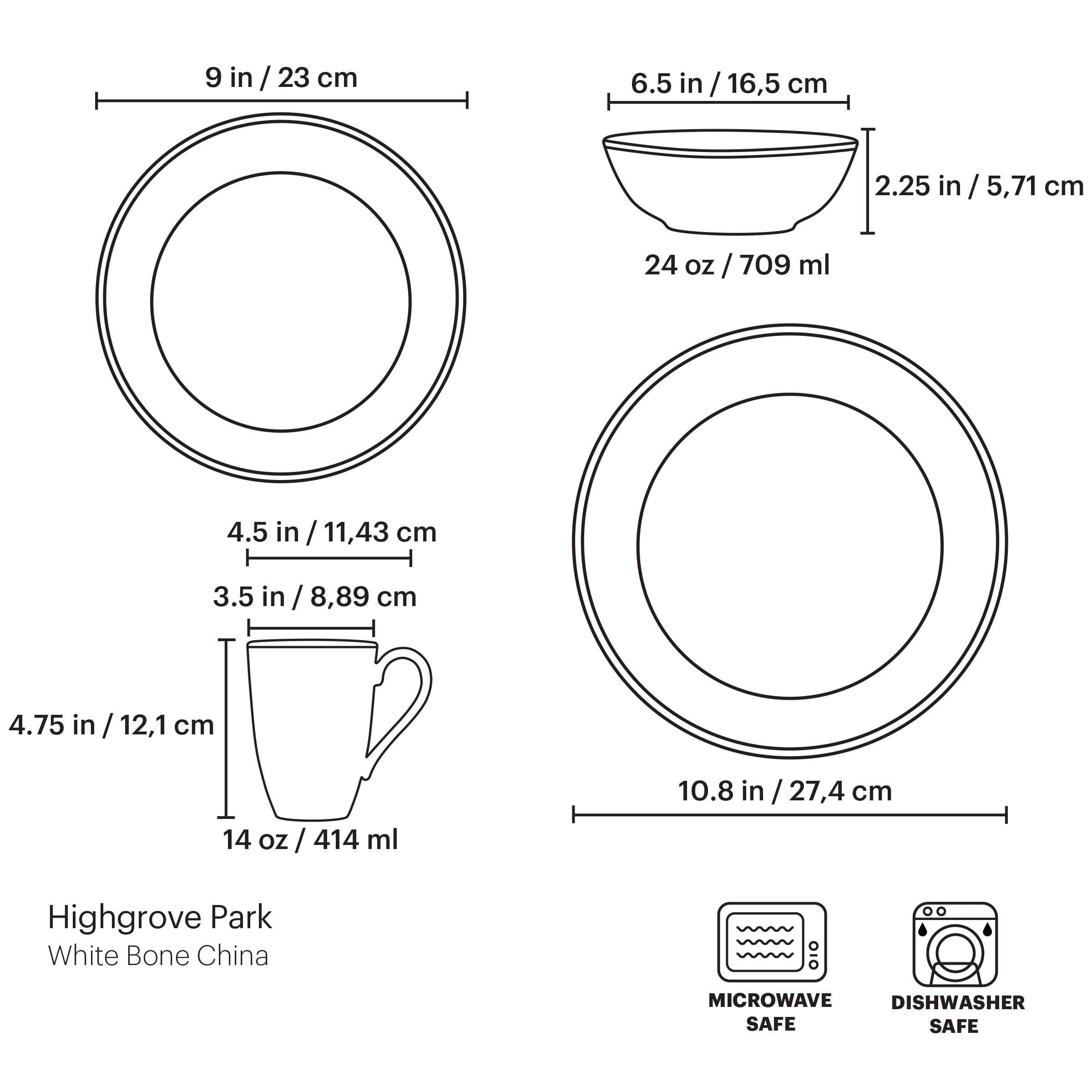 Bone China Place Setting with Gold Floral Design | Highgrove Park