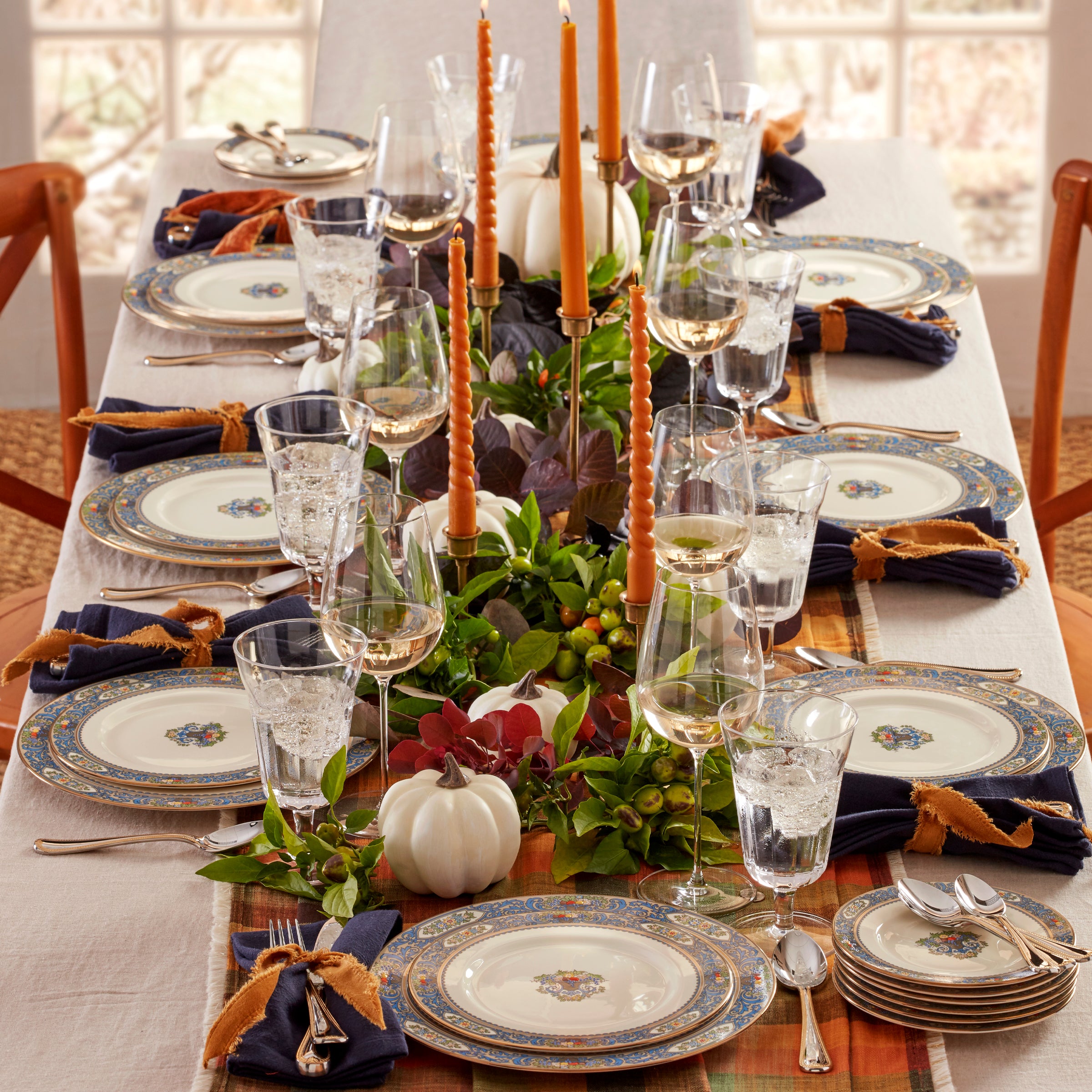 Autumn 5-Piece Dinnerware Set with Hand-Painted Floral Design | Dishwasher-Safe