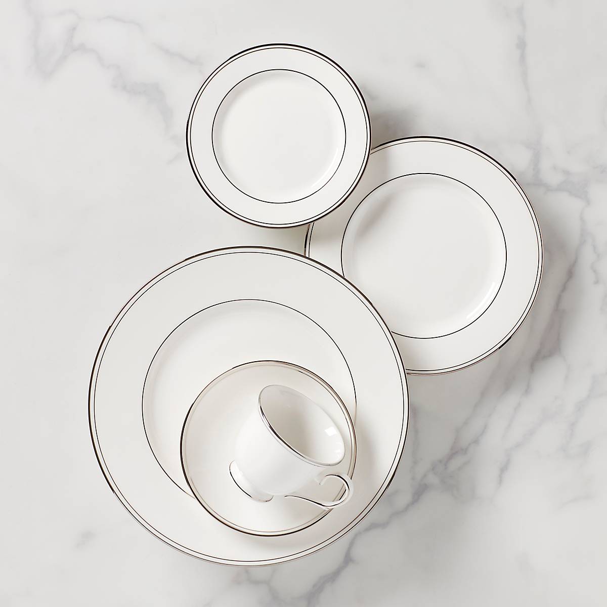 Platinum Accent Porcelain 5-Piece Place Setting | Federal