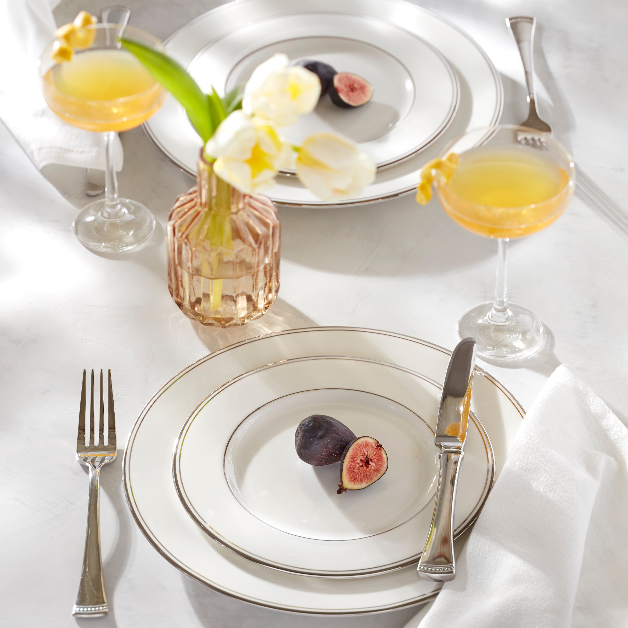 Platinum Accent Porcelain 5-Piece Place Setting | Federal