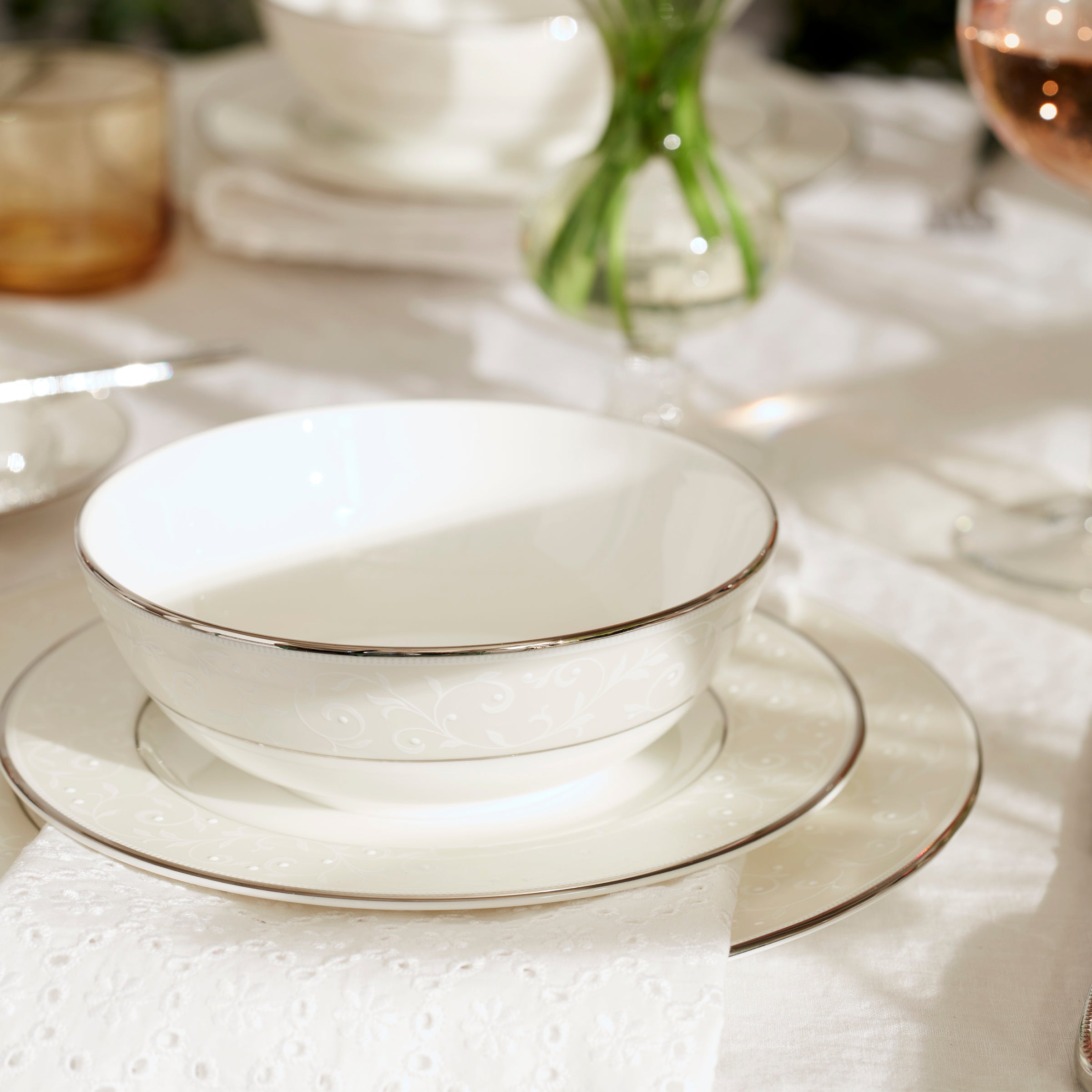 Opal Innocence Bone China Place Setting | 5-Piece Dishwasher-Safe