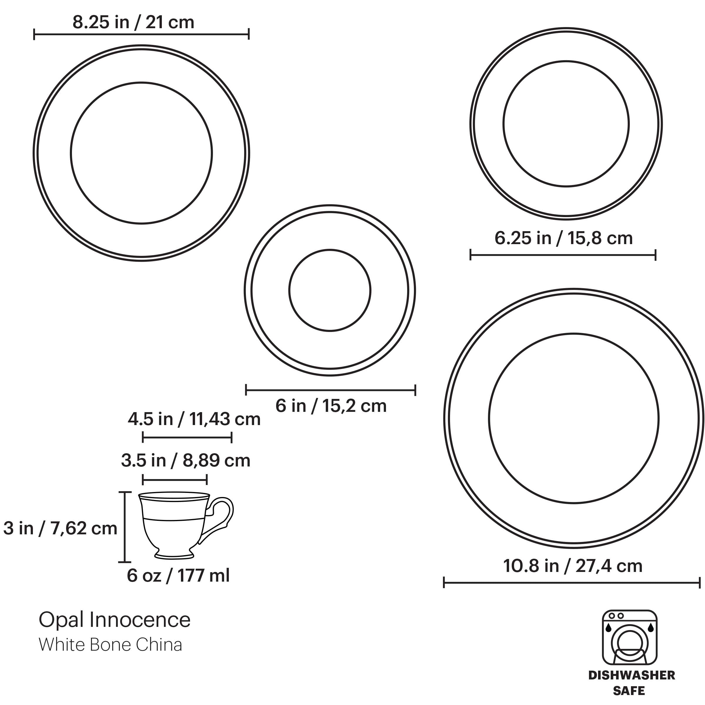 Opal Innocence Bone China Place Setting | 5-Piece Dishwasher-Safe