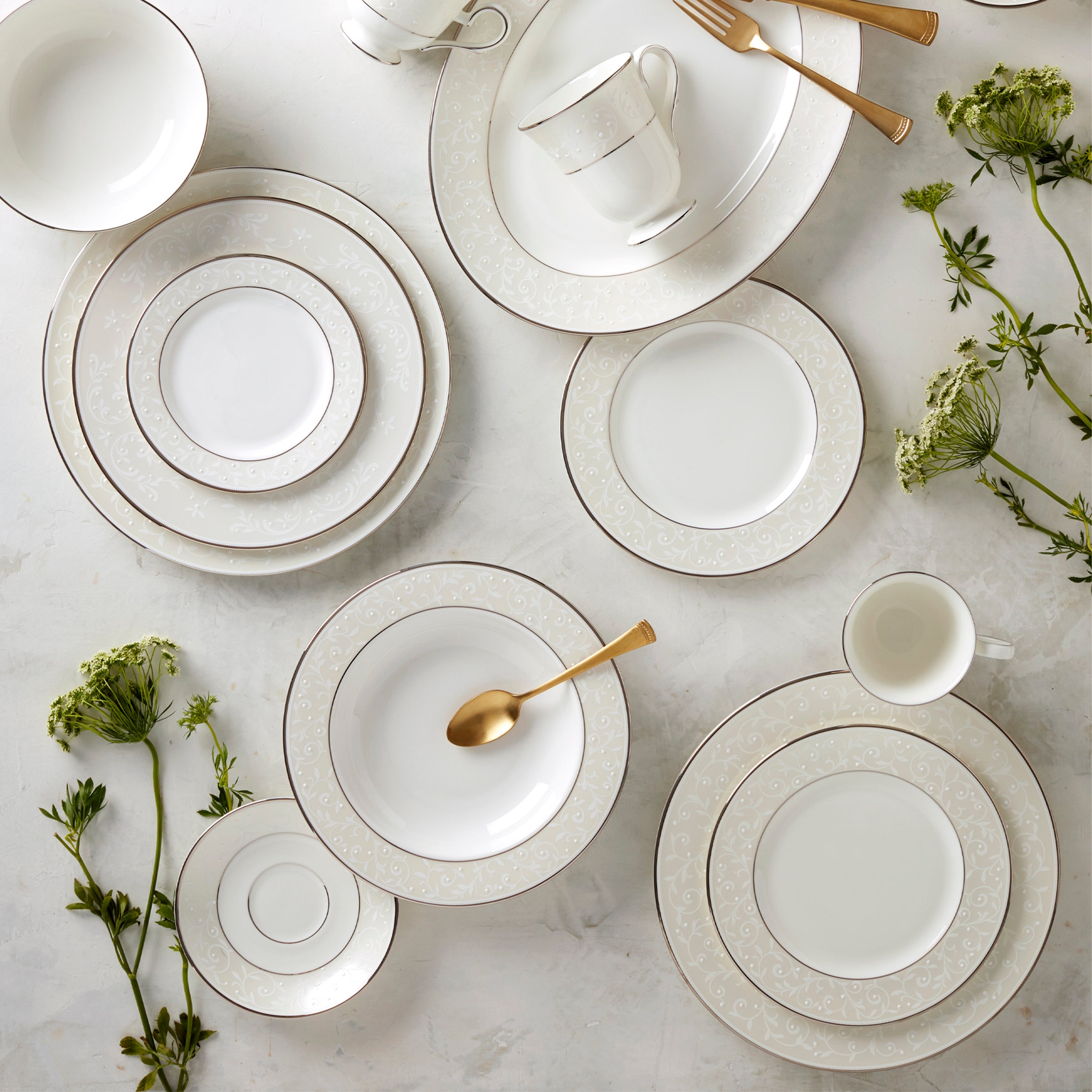 Opal Innocence Bone China Place Setting | 5-Piece Dishwasher-Safe