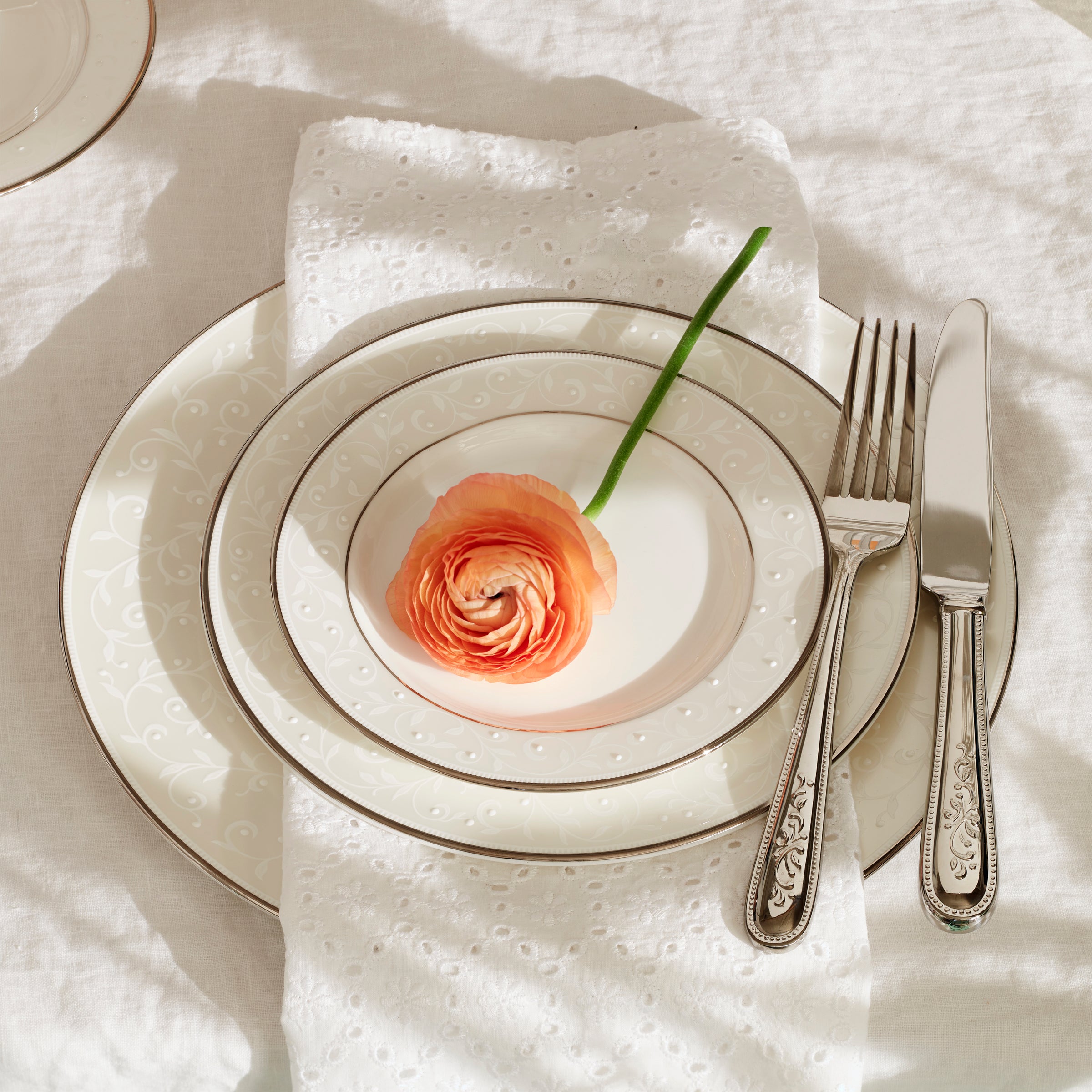 Opal Innocence Bone China Place Setting | 5-Piece Dishwasher-Safe