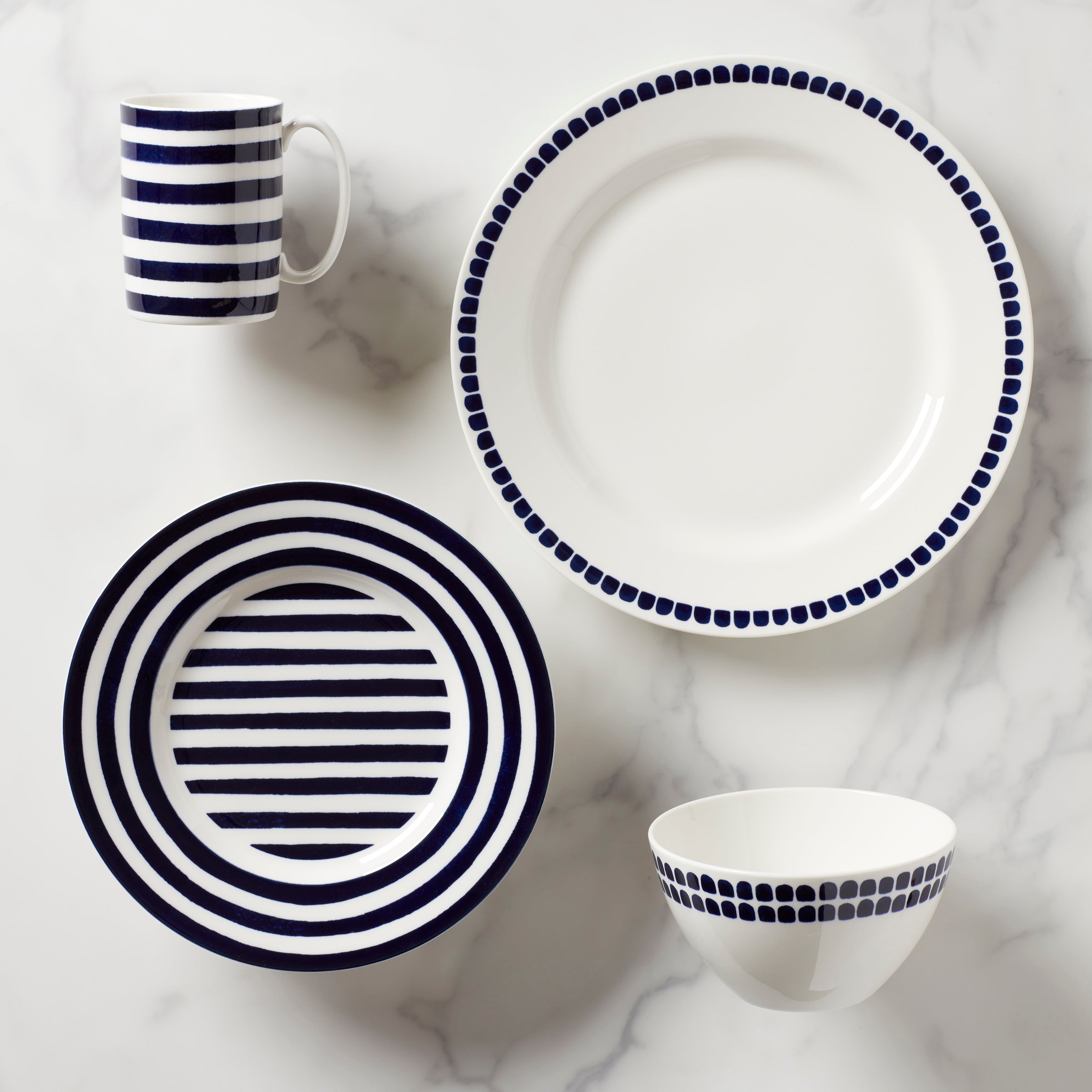 Blue-Accented 4-Piece Place Setting | Charlotte Street North