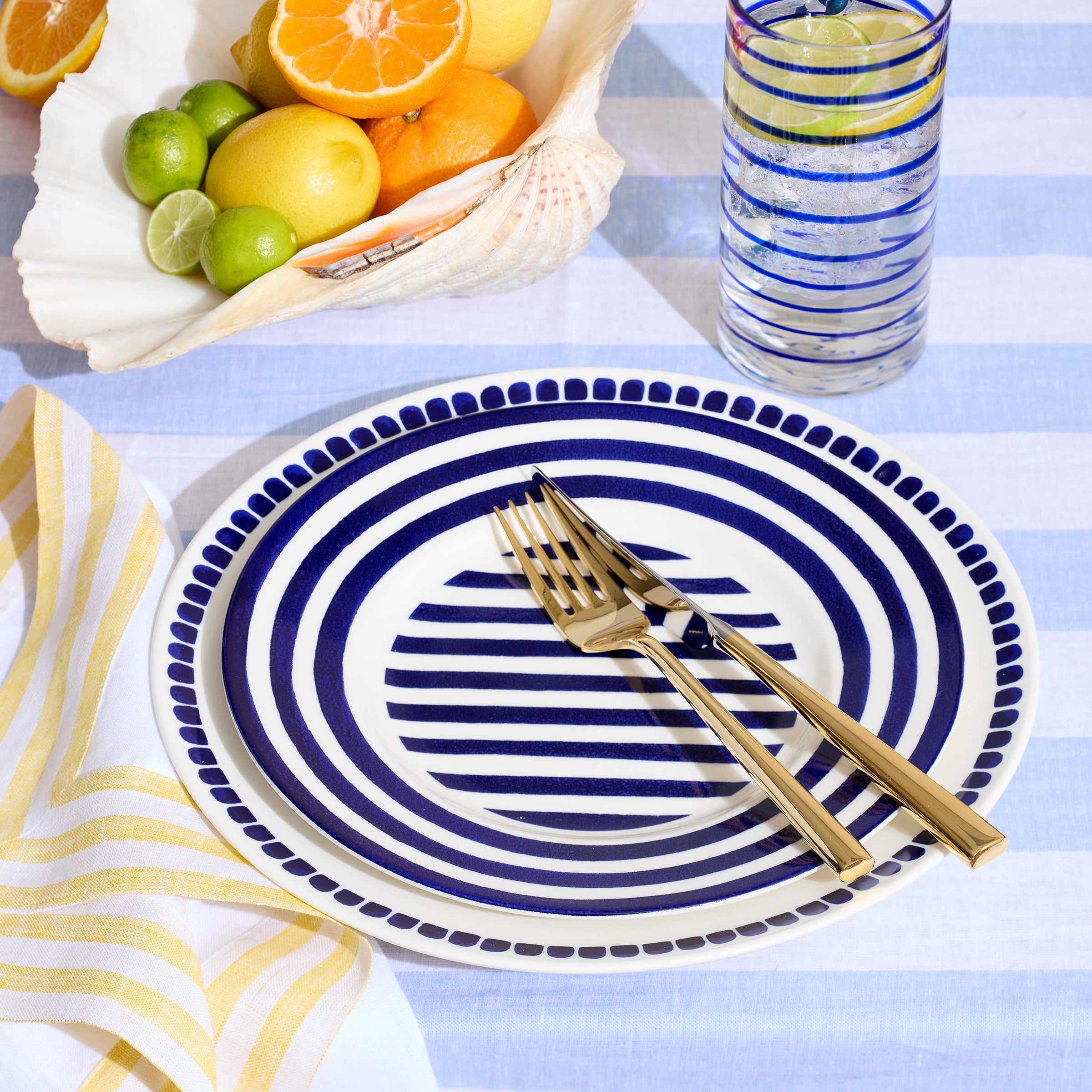 Blue-Accented 4-Piece Place Setting | Charlotte Street North