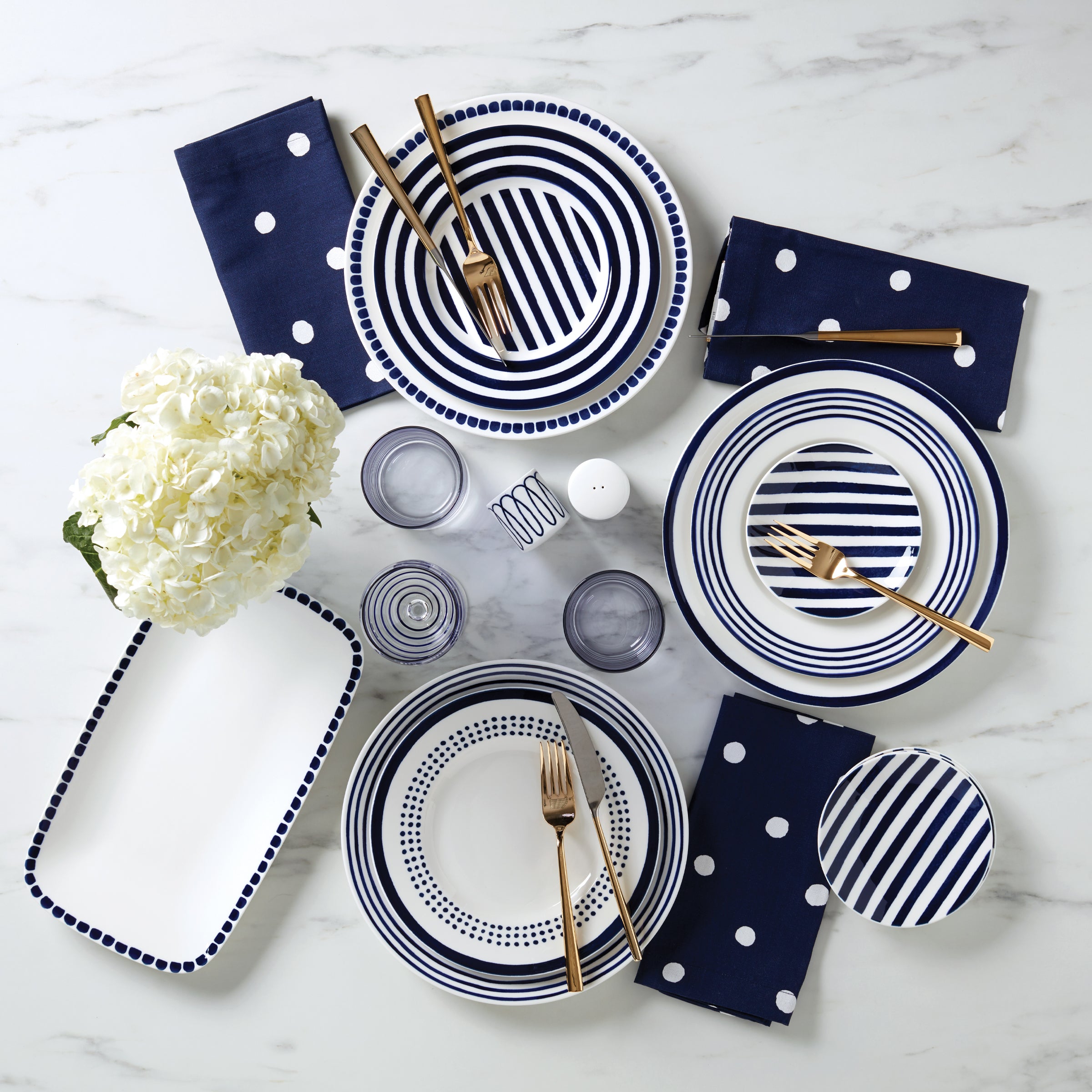 Blue-Accented 4-Piece Porcelain Place Setting | Charlotte Street West