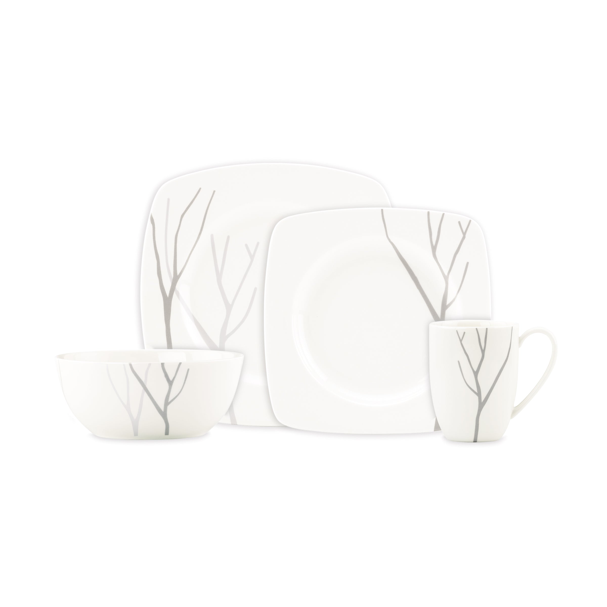 Modern Taupe Porcelain Dinnerware Set - 4-Piece Place Setting | Park City Square